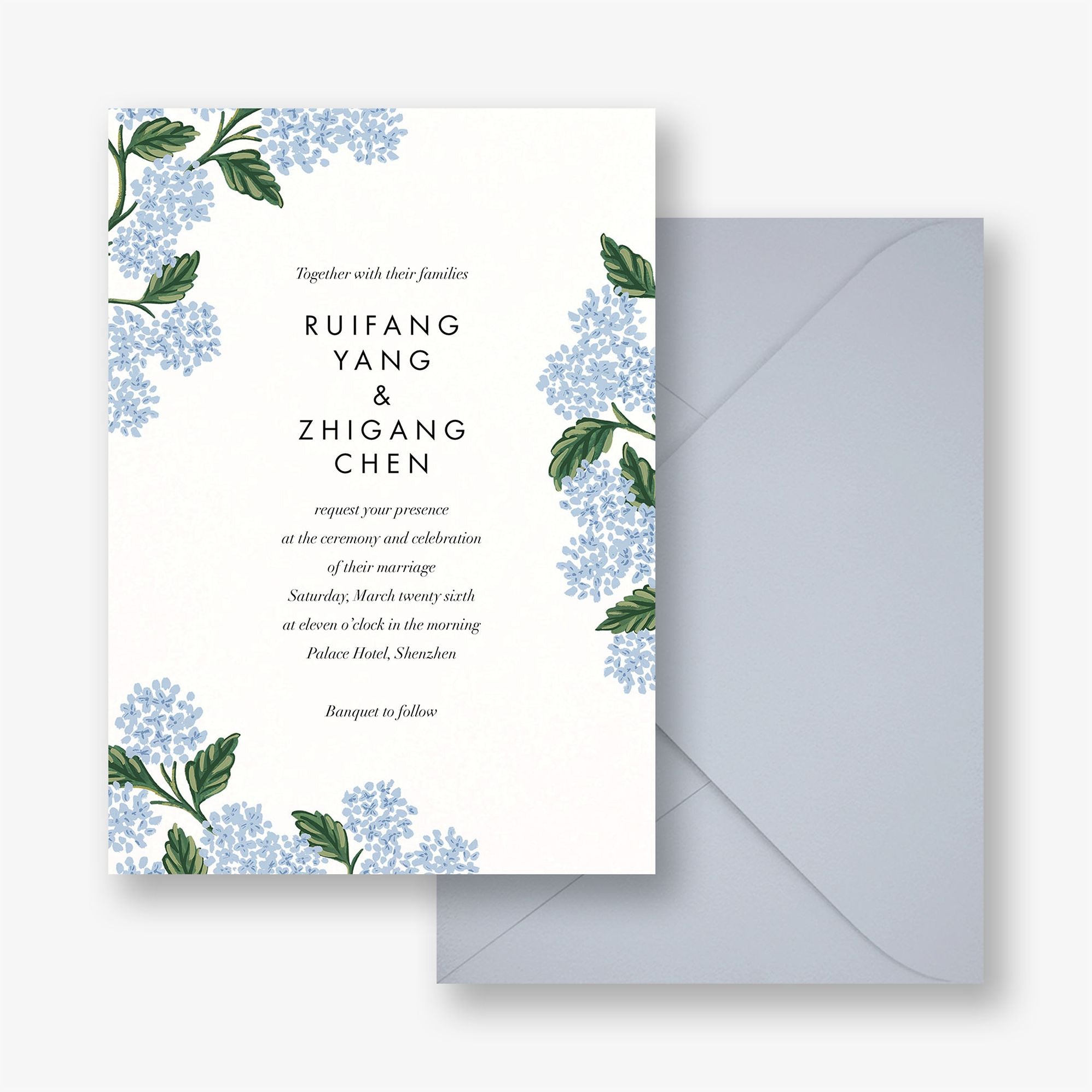 Hydrangea Frame Wedding Invitation