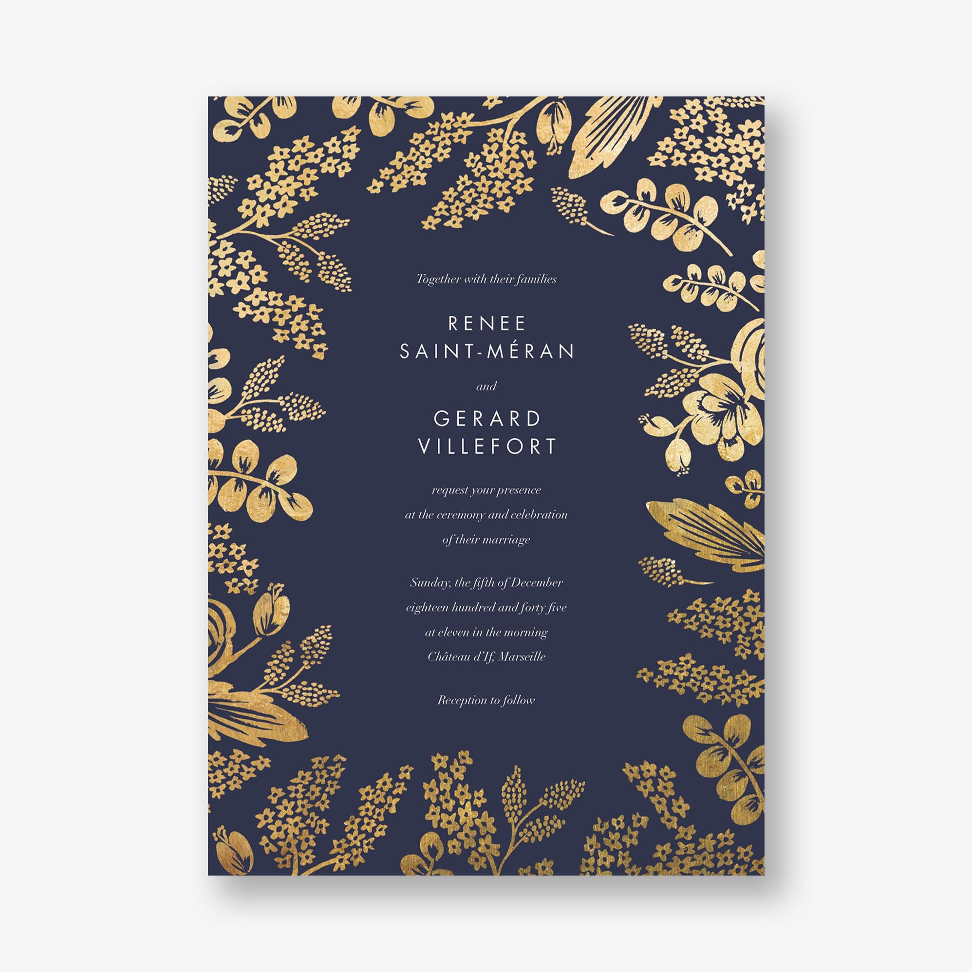 Heather and Lace Foil Wedding Invitation