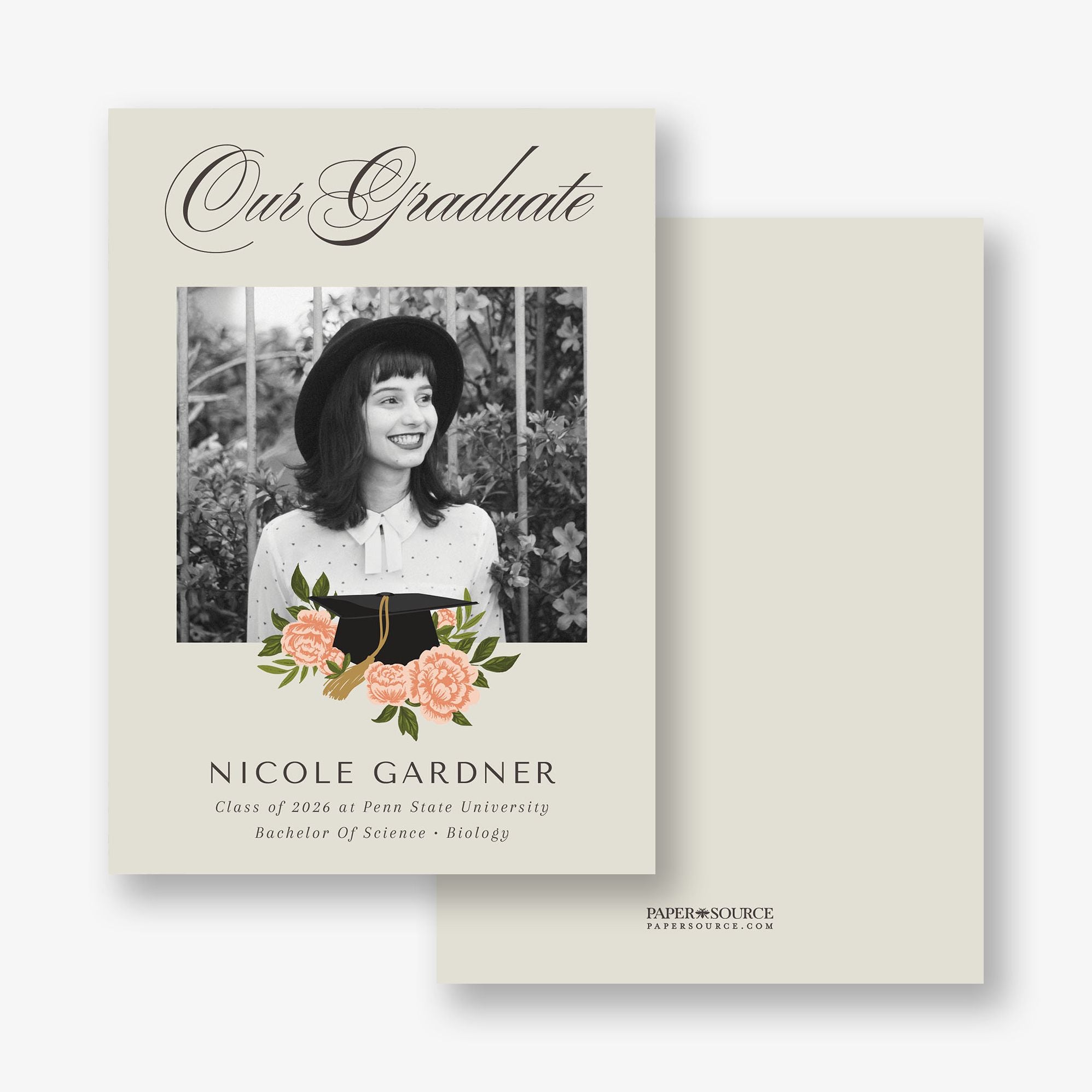 Peony Grad Cap Graduation Announcement