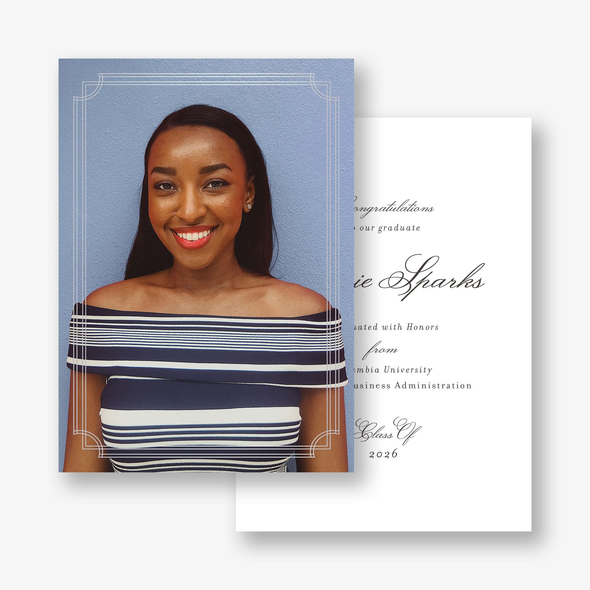 Notched Border Foil Photo Graduation Announcement