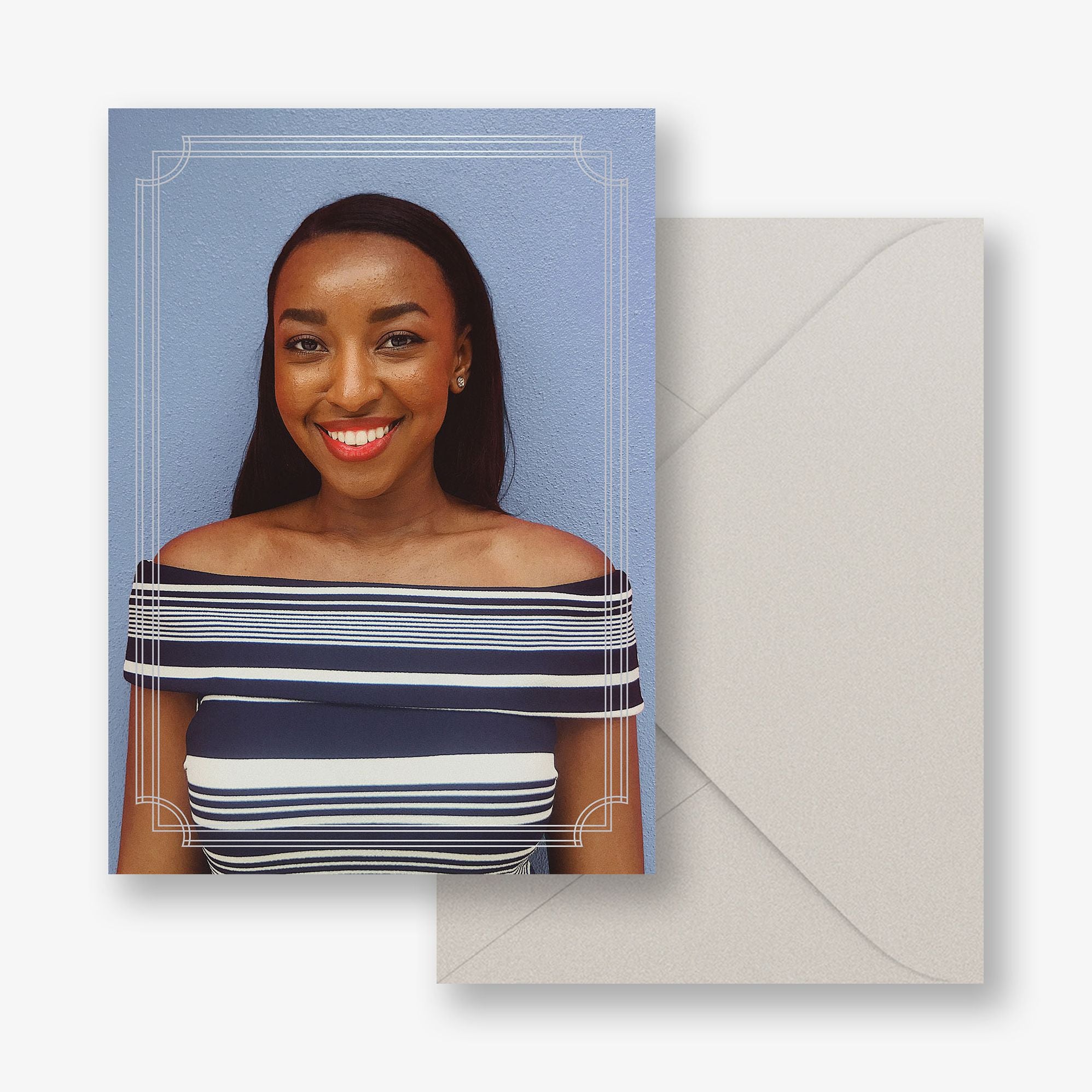 Notched Border Foil Photo Graduation Announcement
