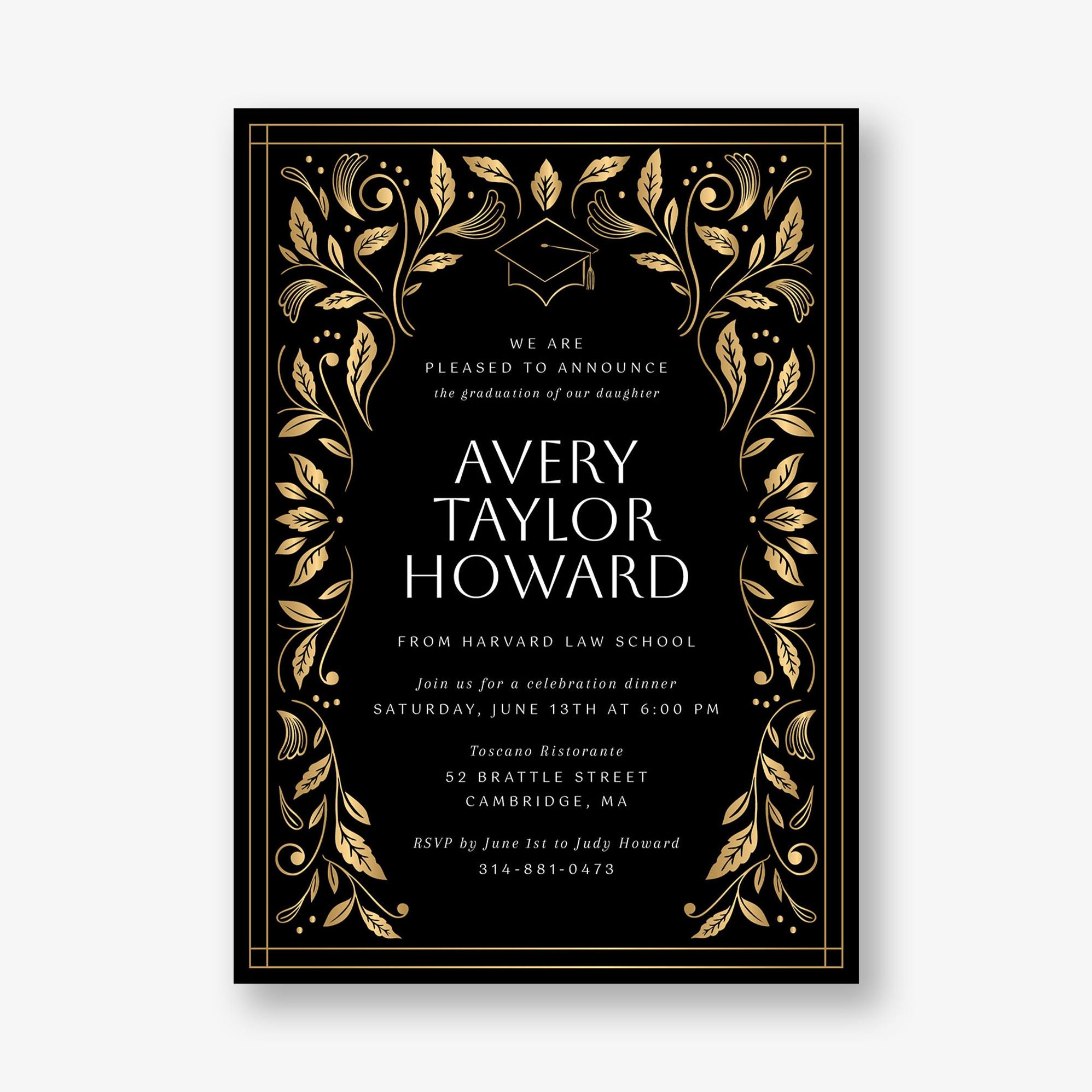 Grad Foliage Foil Graduation Invitation