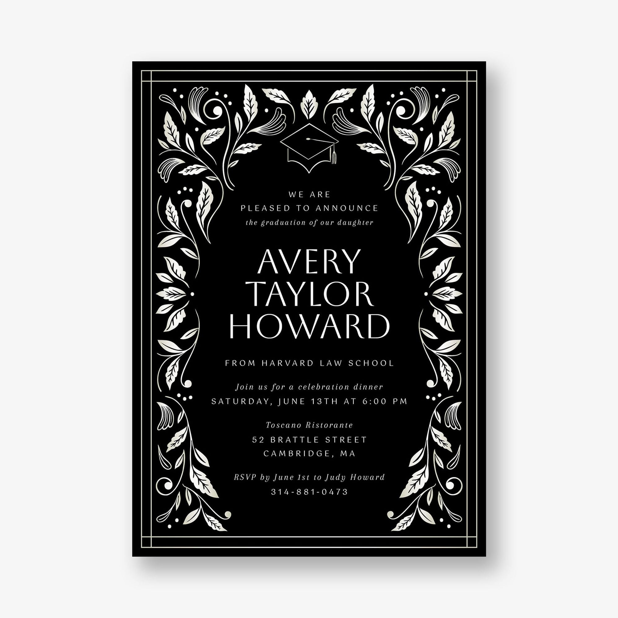 Grad Foliage Foil Graduation Invitation