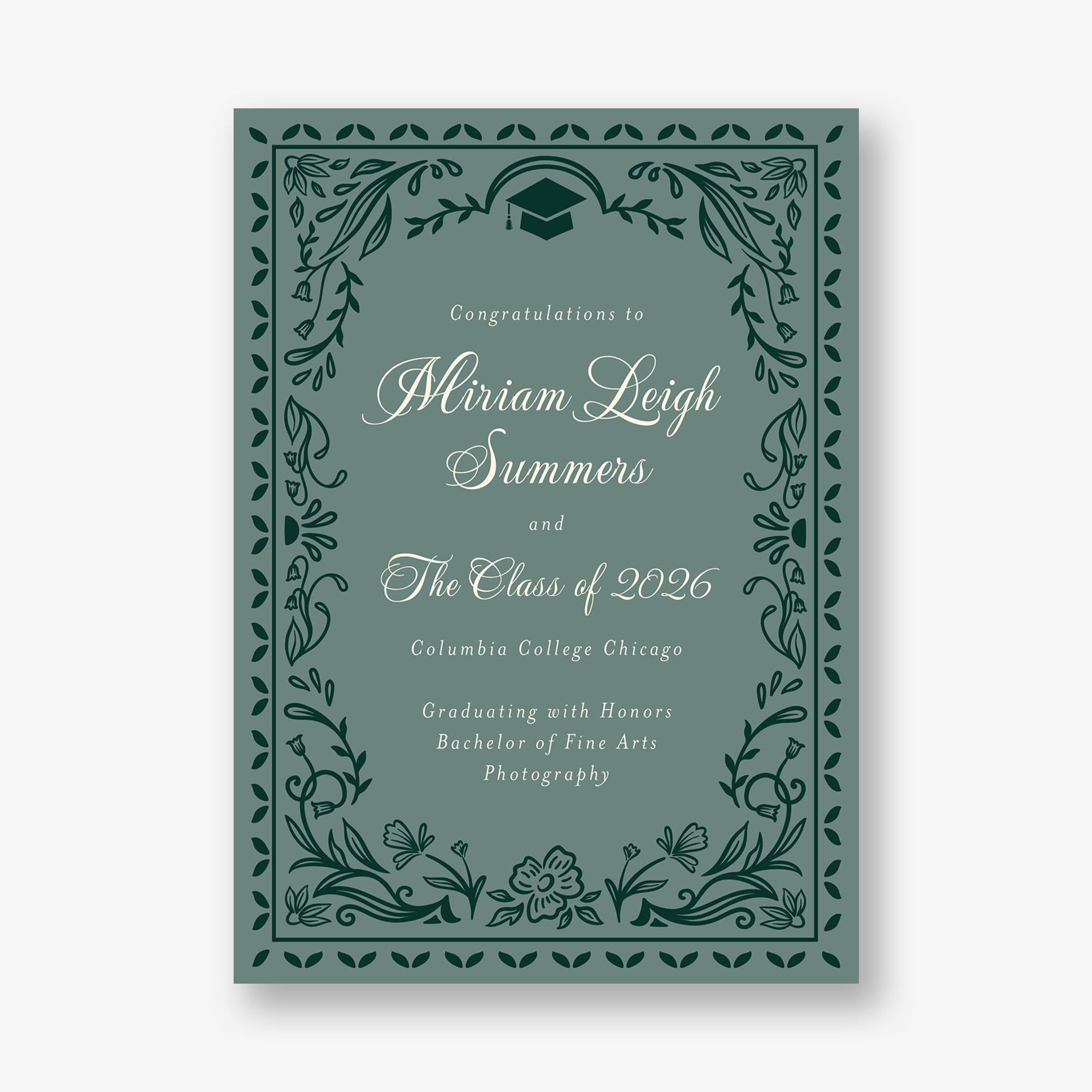 Grad Folk Floral Graduation Announcement