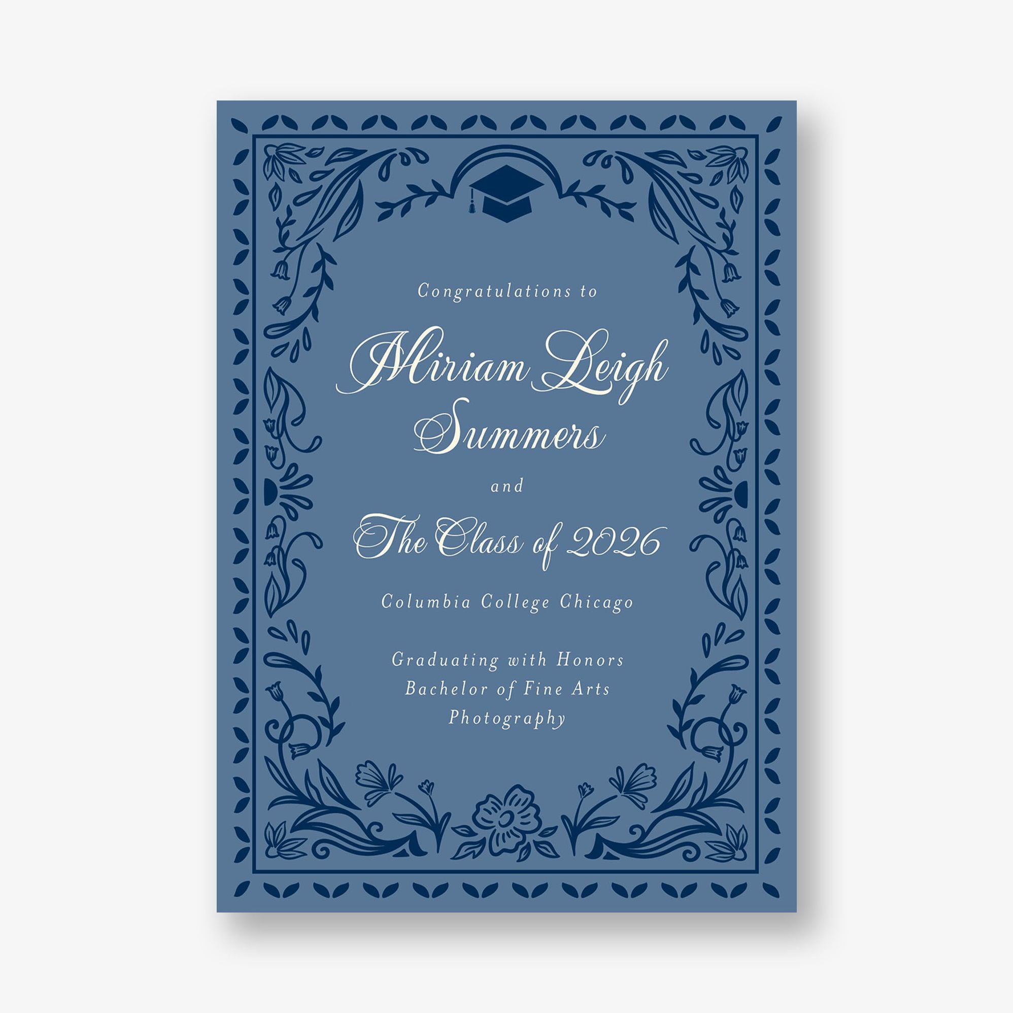 Grad Folk Floral Graduation Announcement