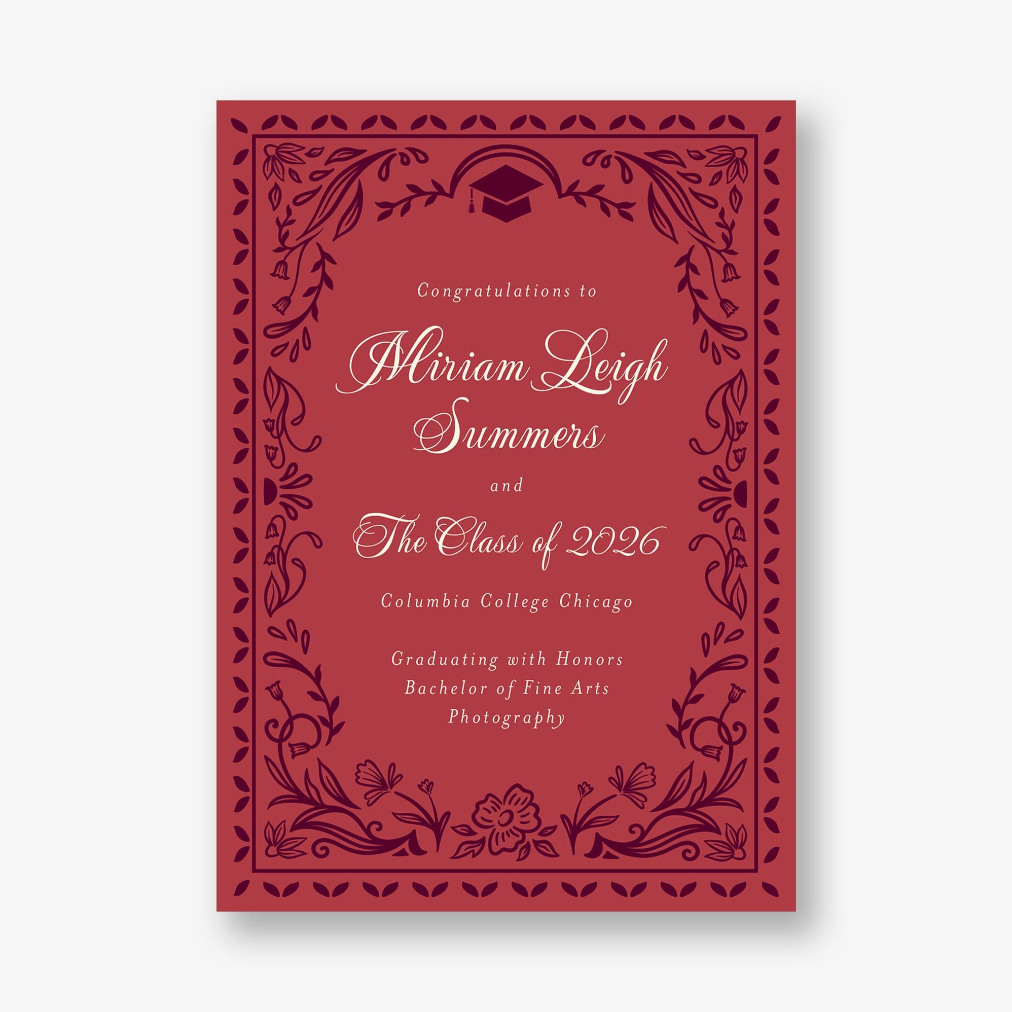 Grad Folk Floral Graduation Announcement