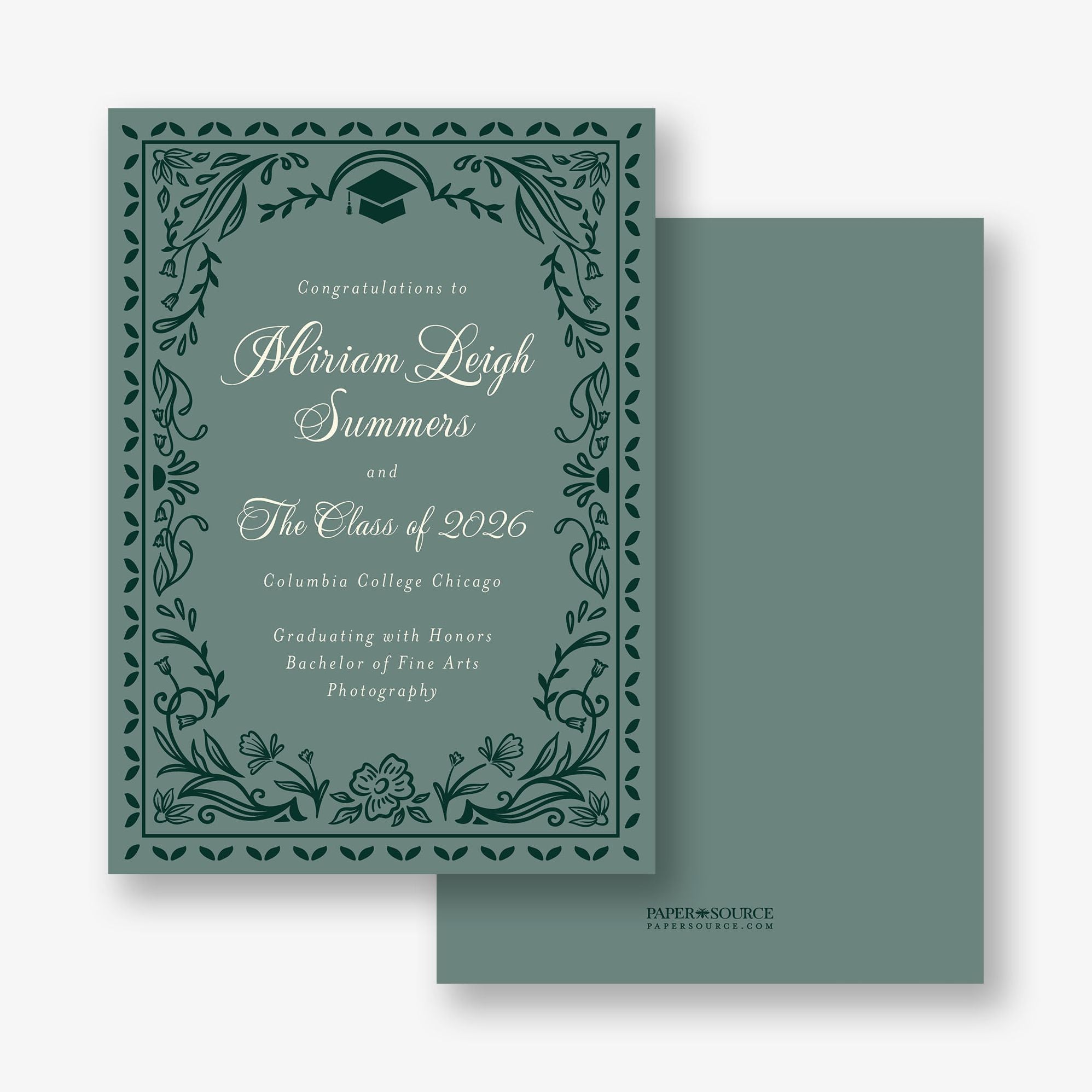 Grad Folk Floral Graduation Announcement