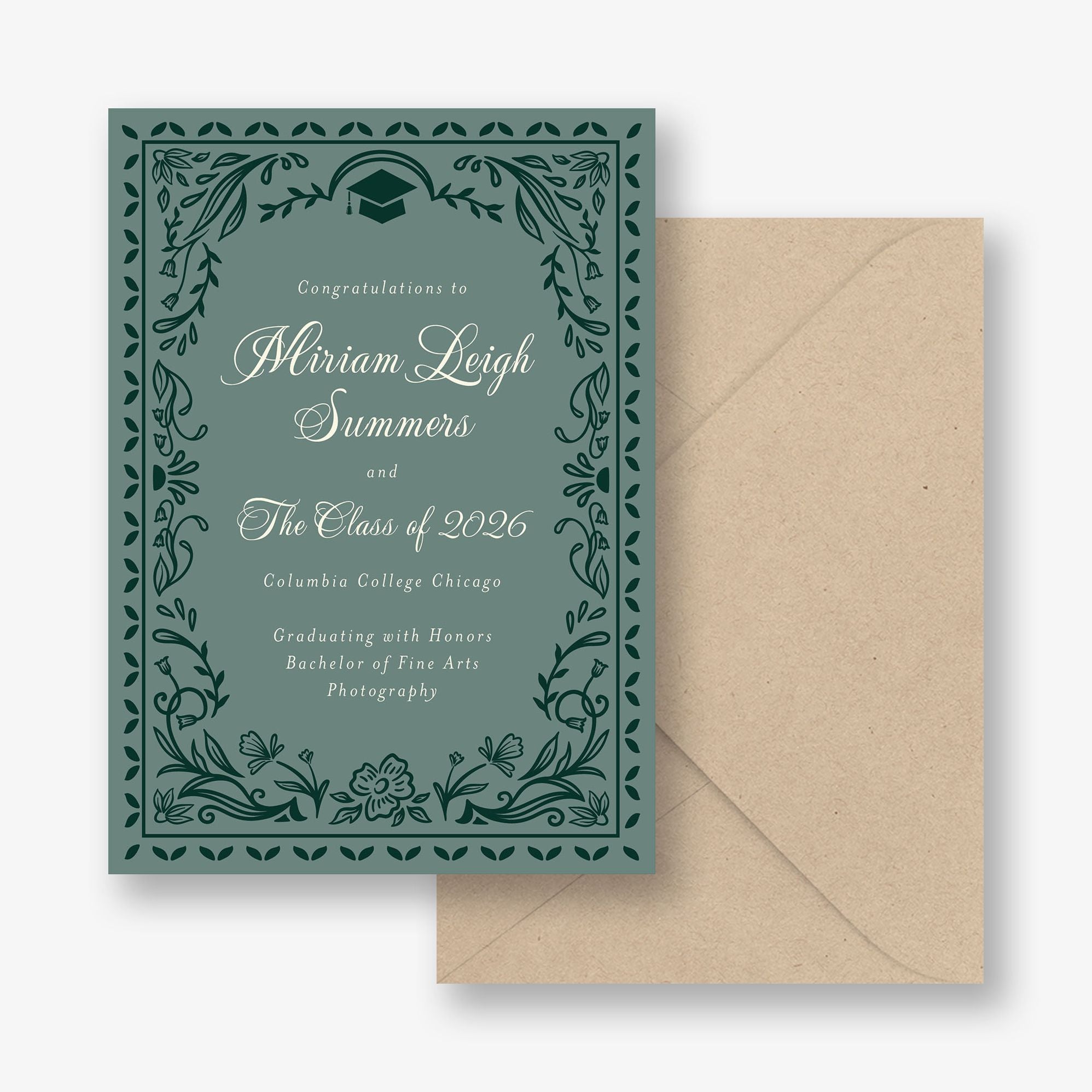 Grad Folk Floral Graduation Announcement
