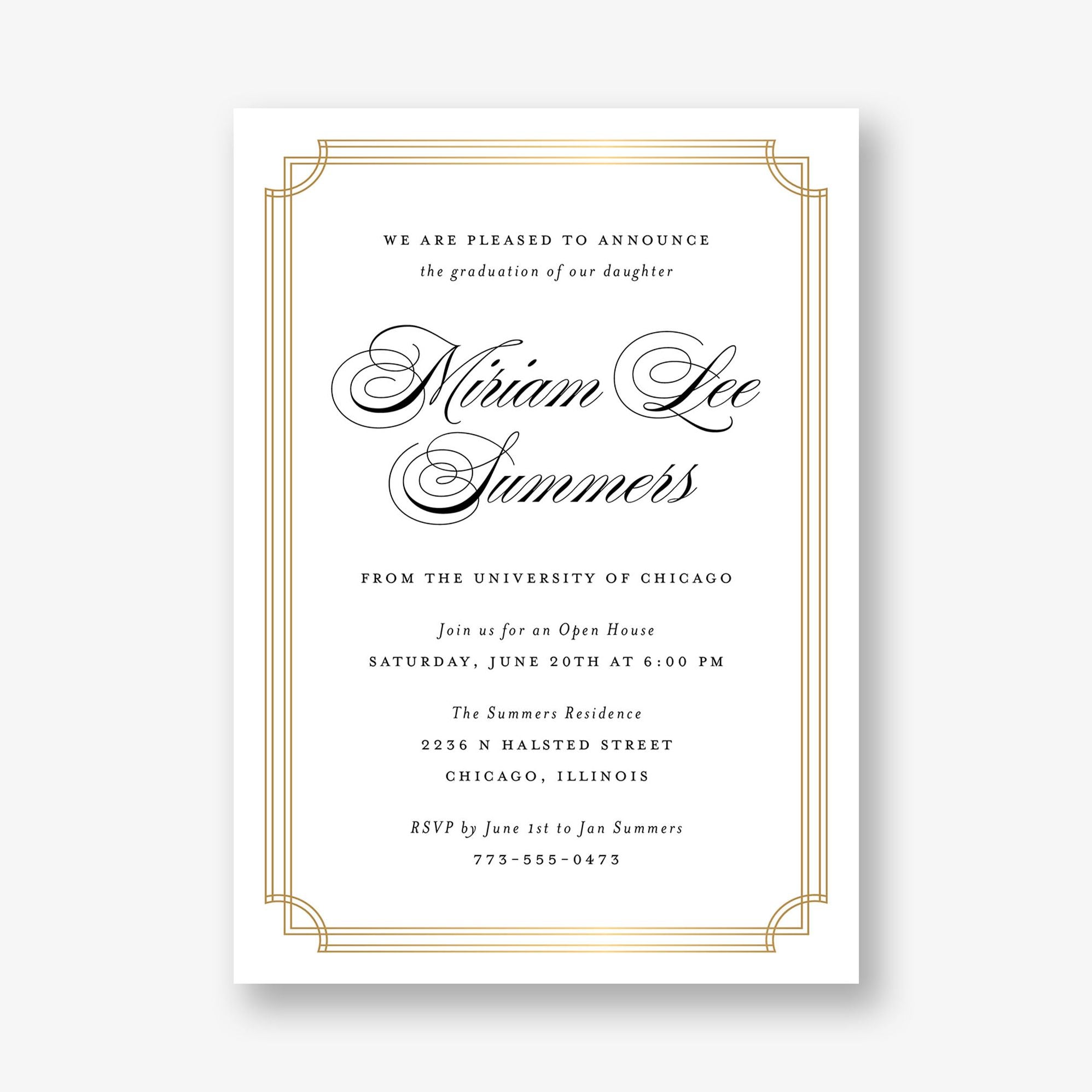 Notched Border Foil Graduation Invitation