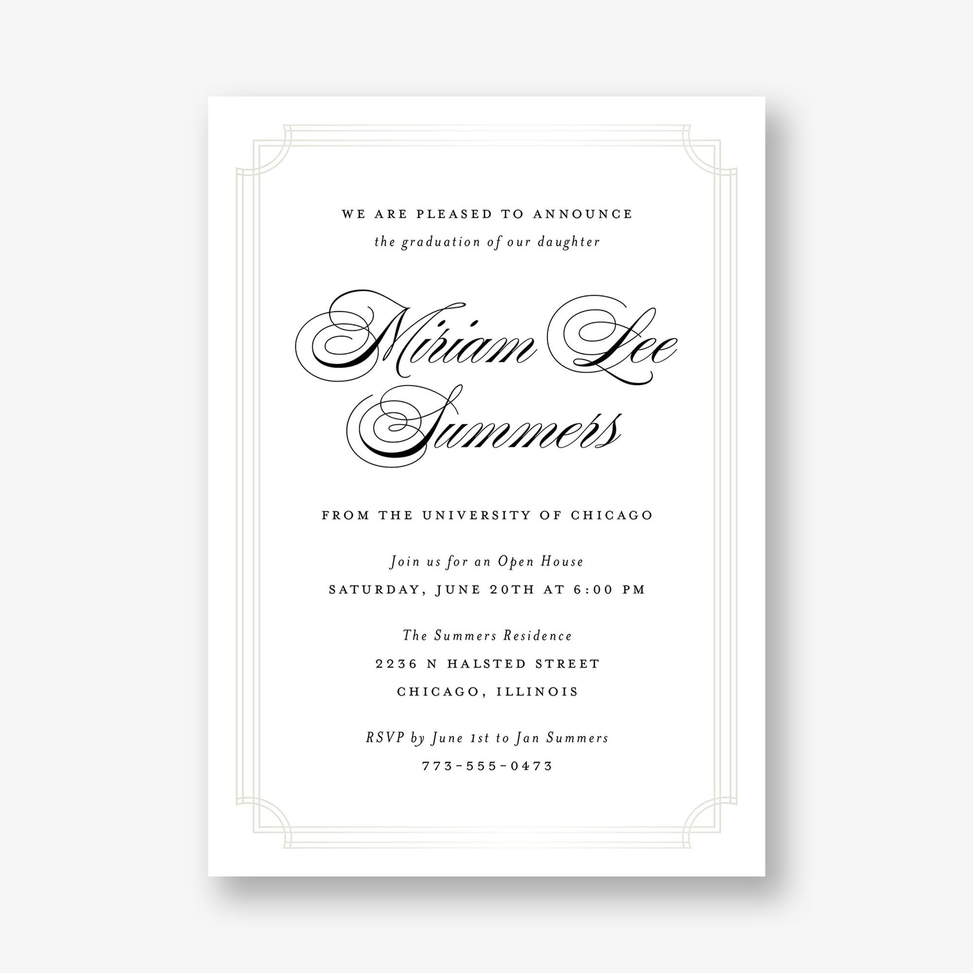 Notched Border Foil Graduation Invitation