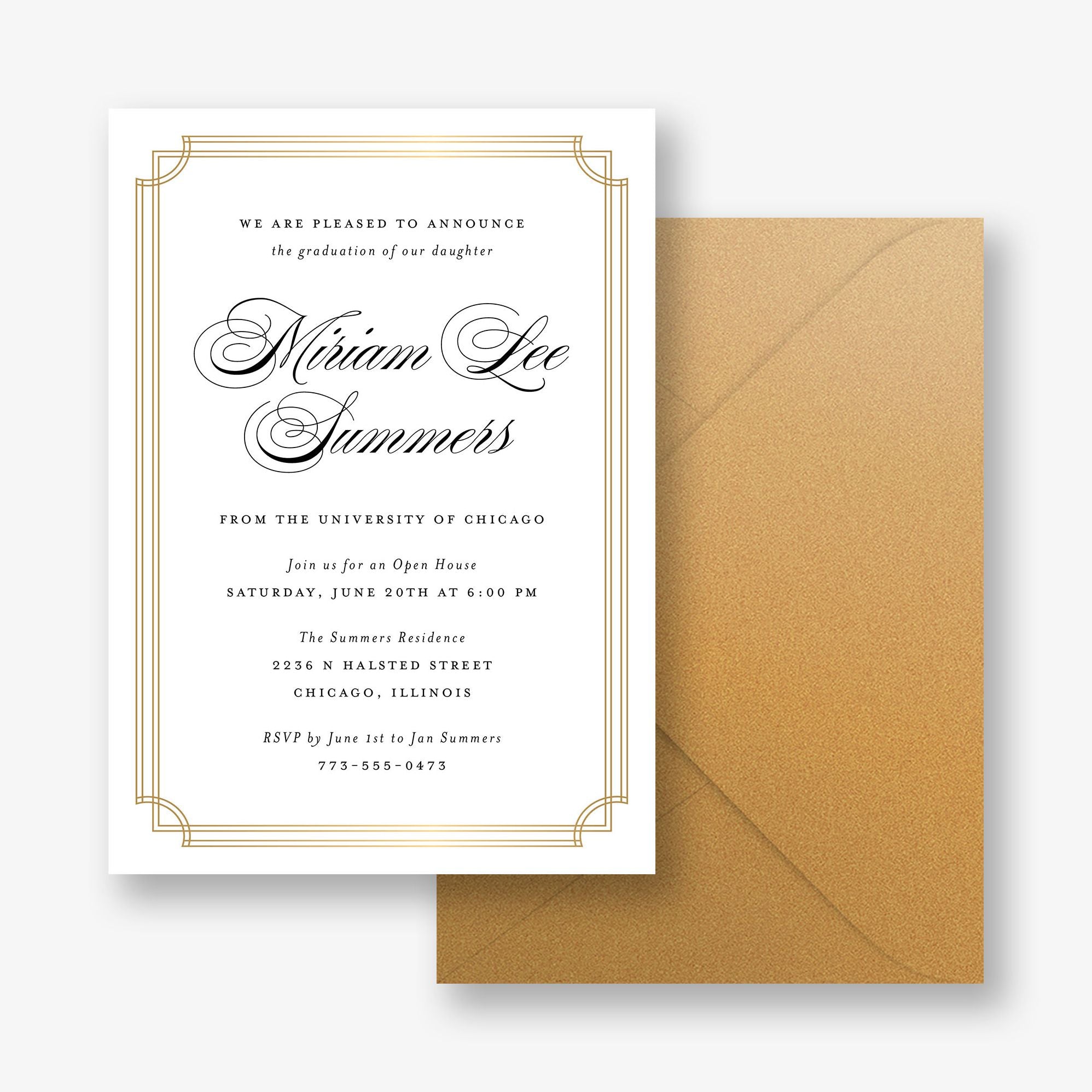 Notched Border Foil Graduation Invitation