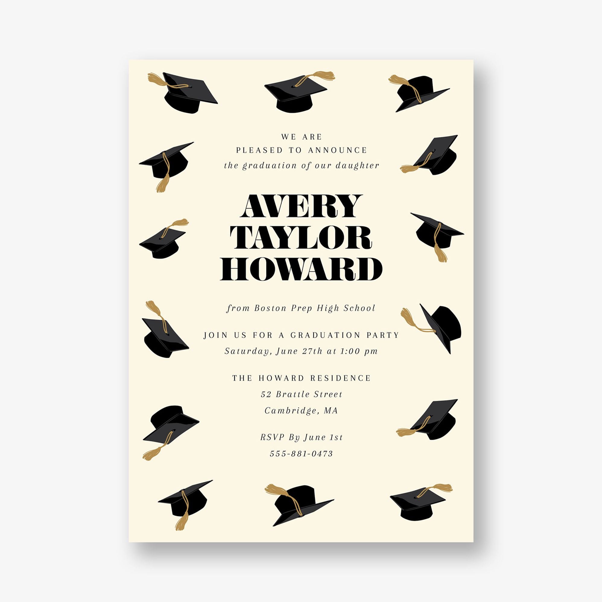 Cap Toss Graduation Invitation
