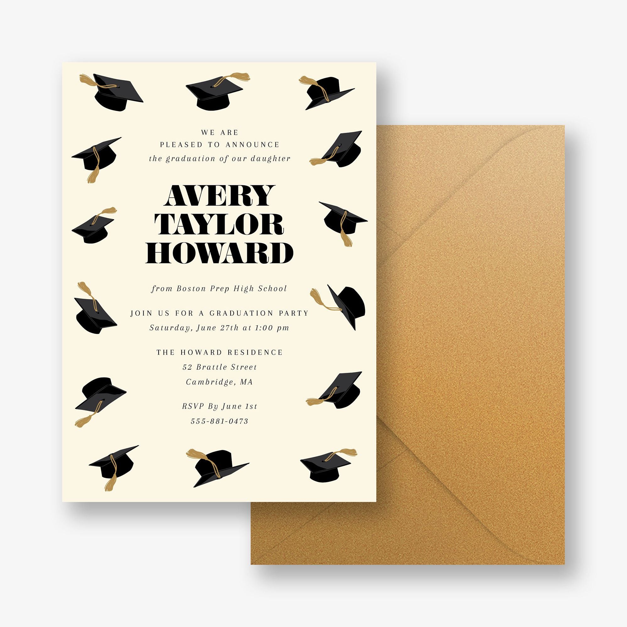 Cap Toss Graduation Invitation