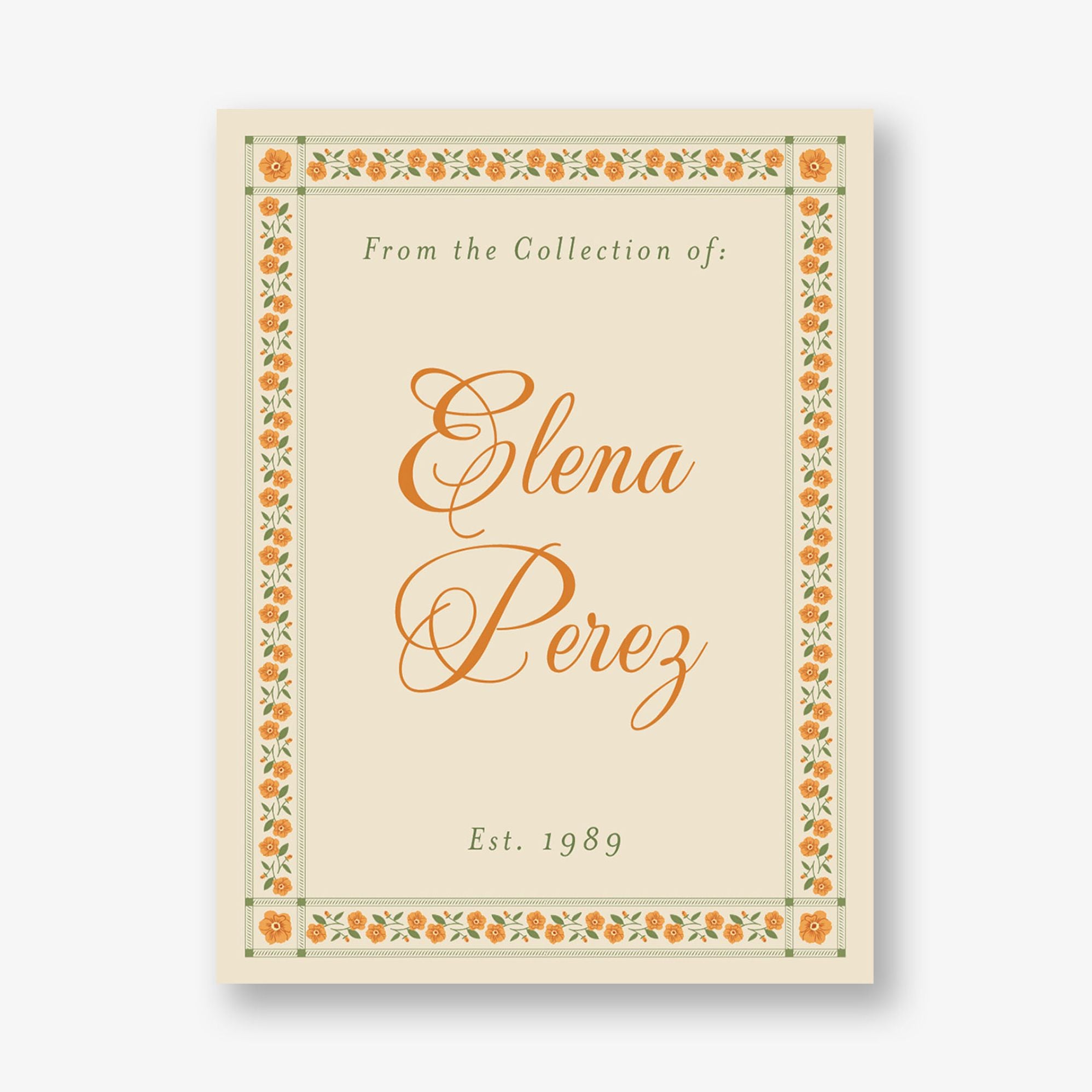 Vintage Poppy Border Adhesive Bookplates