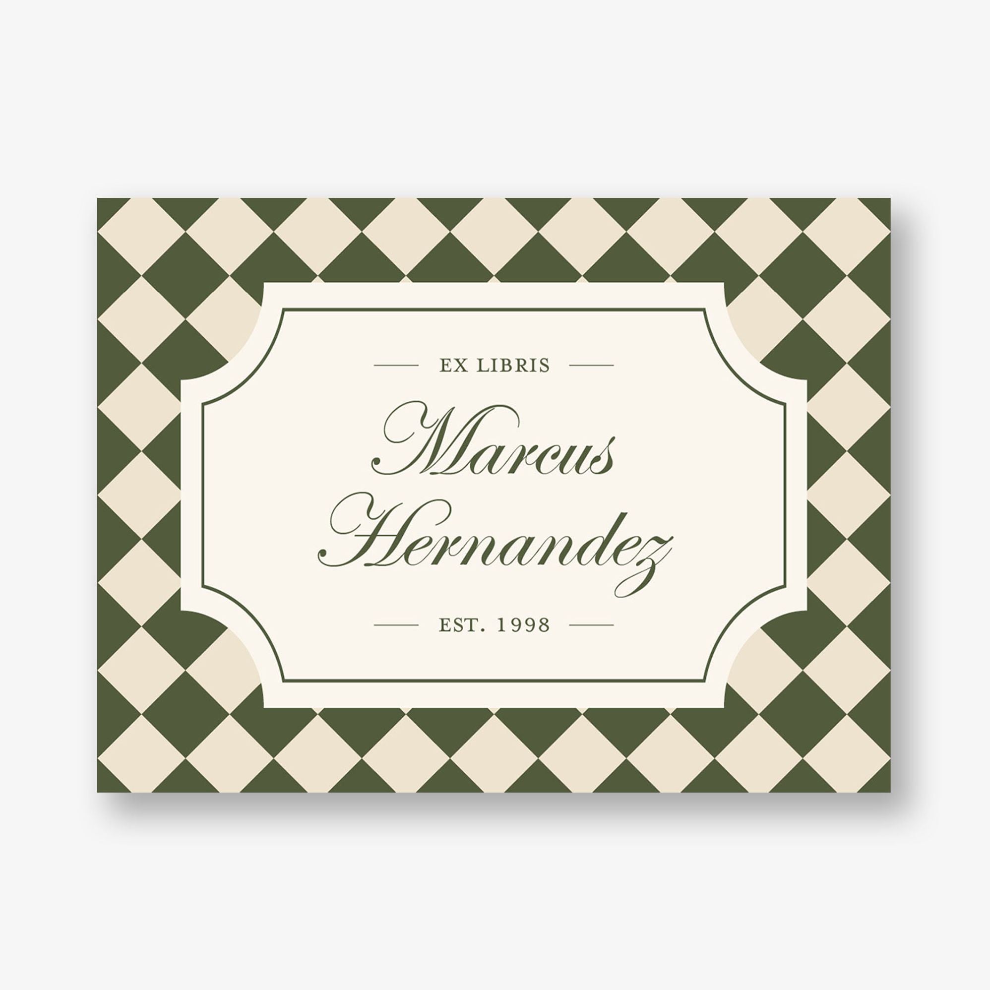 Sophisticated Checker Adhesive Bookplates