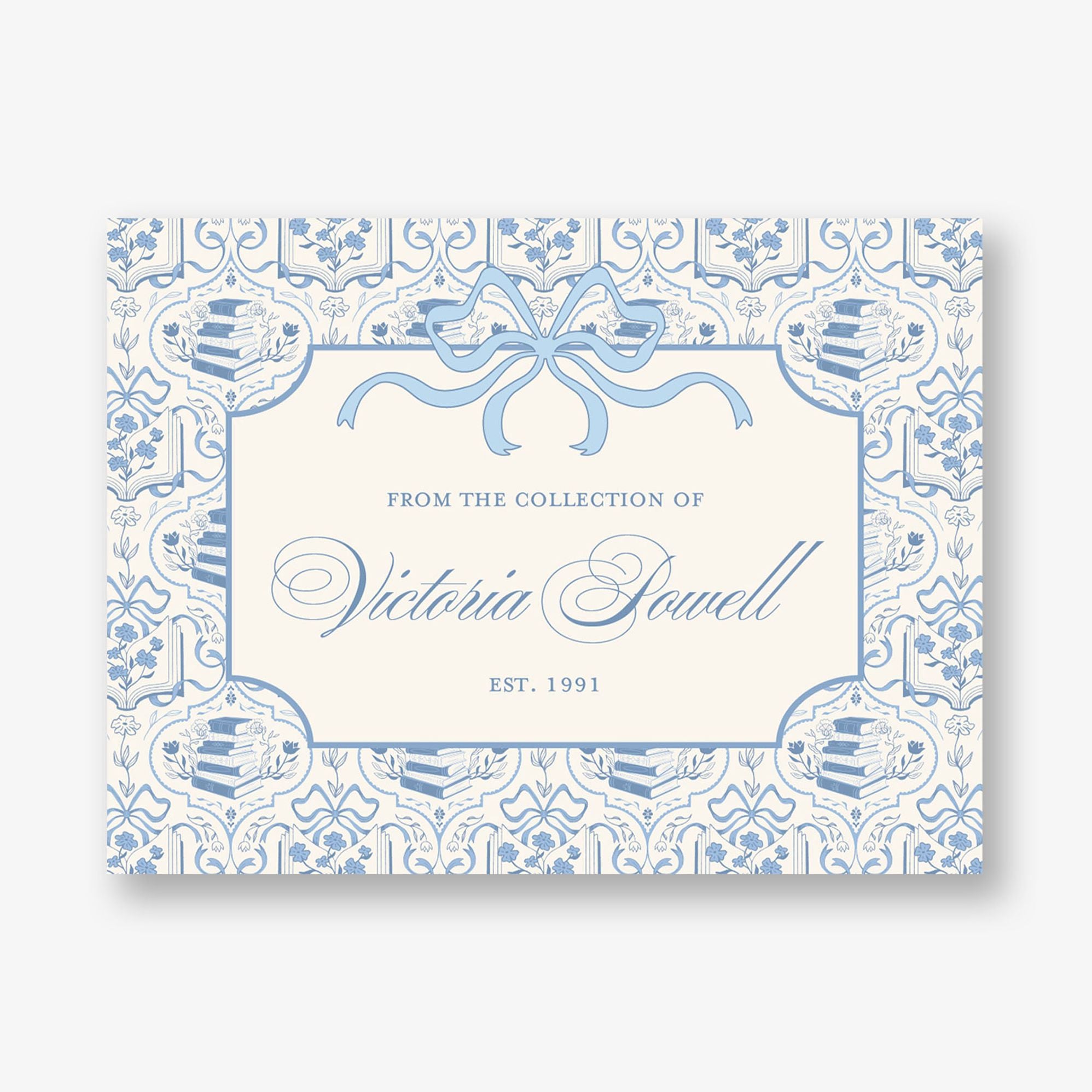 Bookstack Toile Adhesive Bookplates