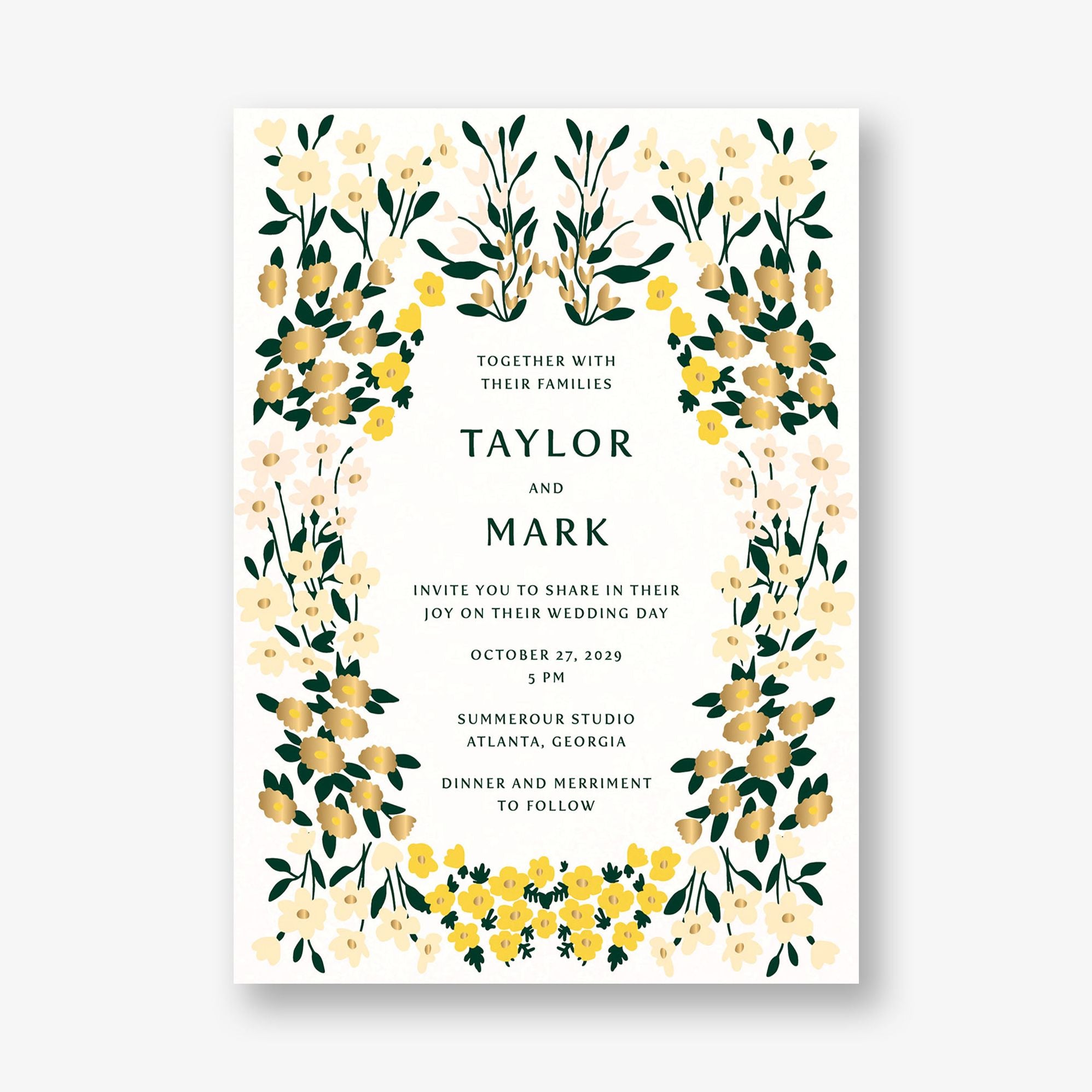Cottage Garden Foil Wedding Invitation