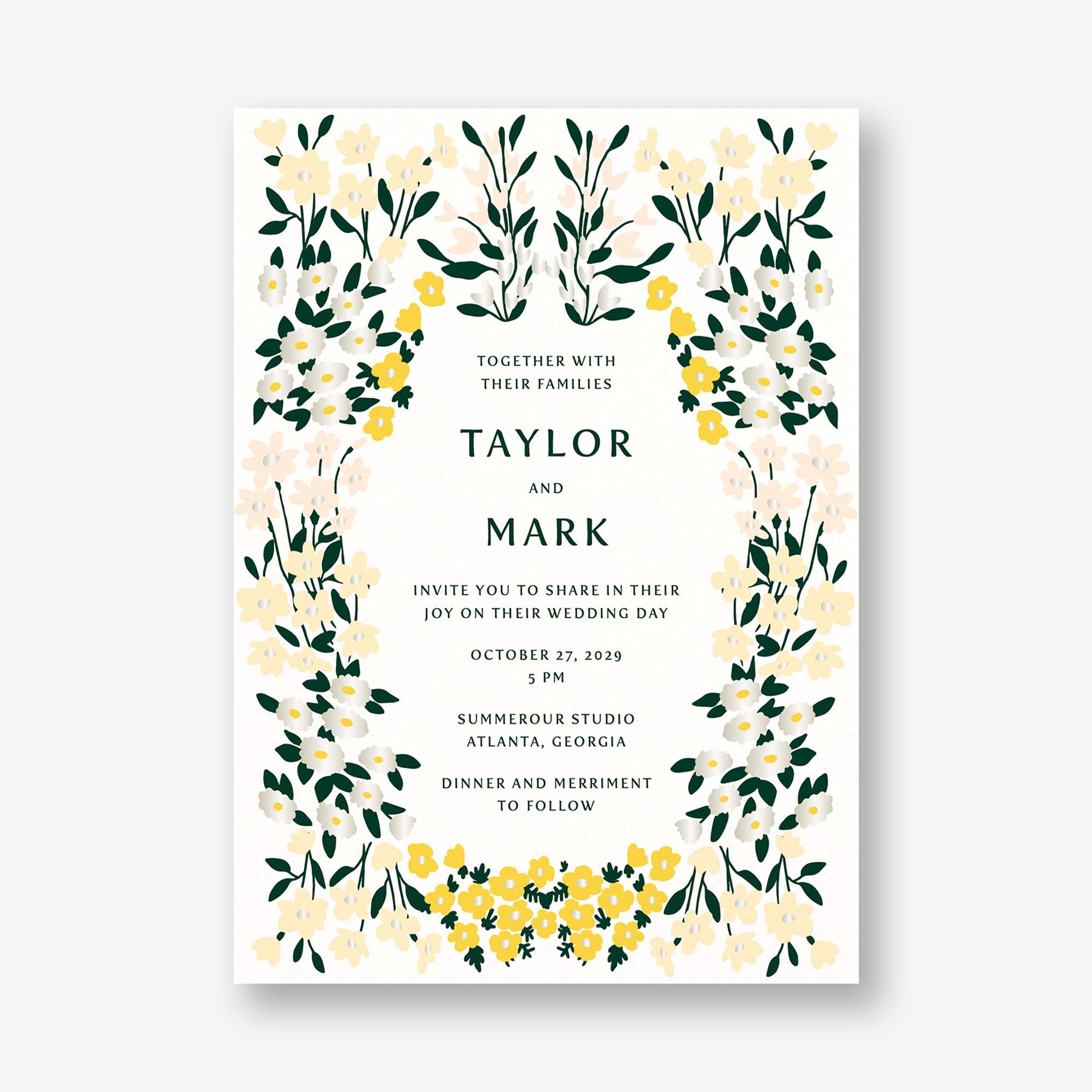 Cottage Garden Foil Wedding Invitation