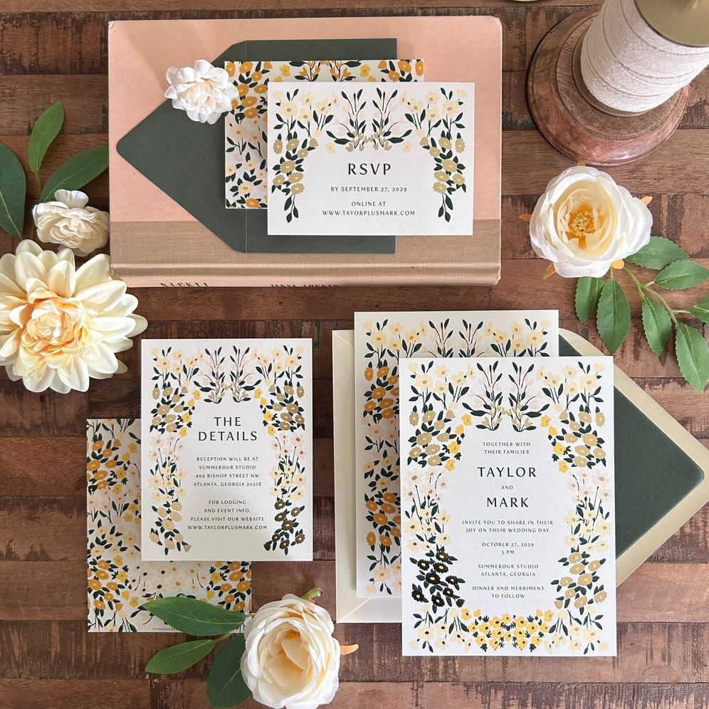 Cottage Garden Foil Wedding Invitation