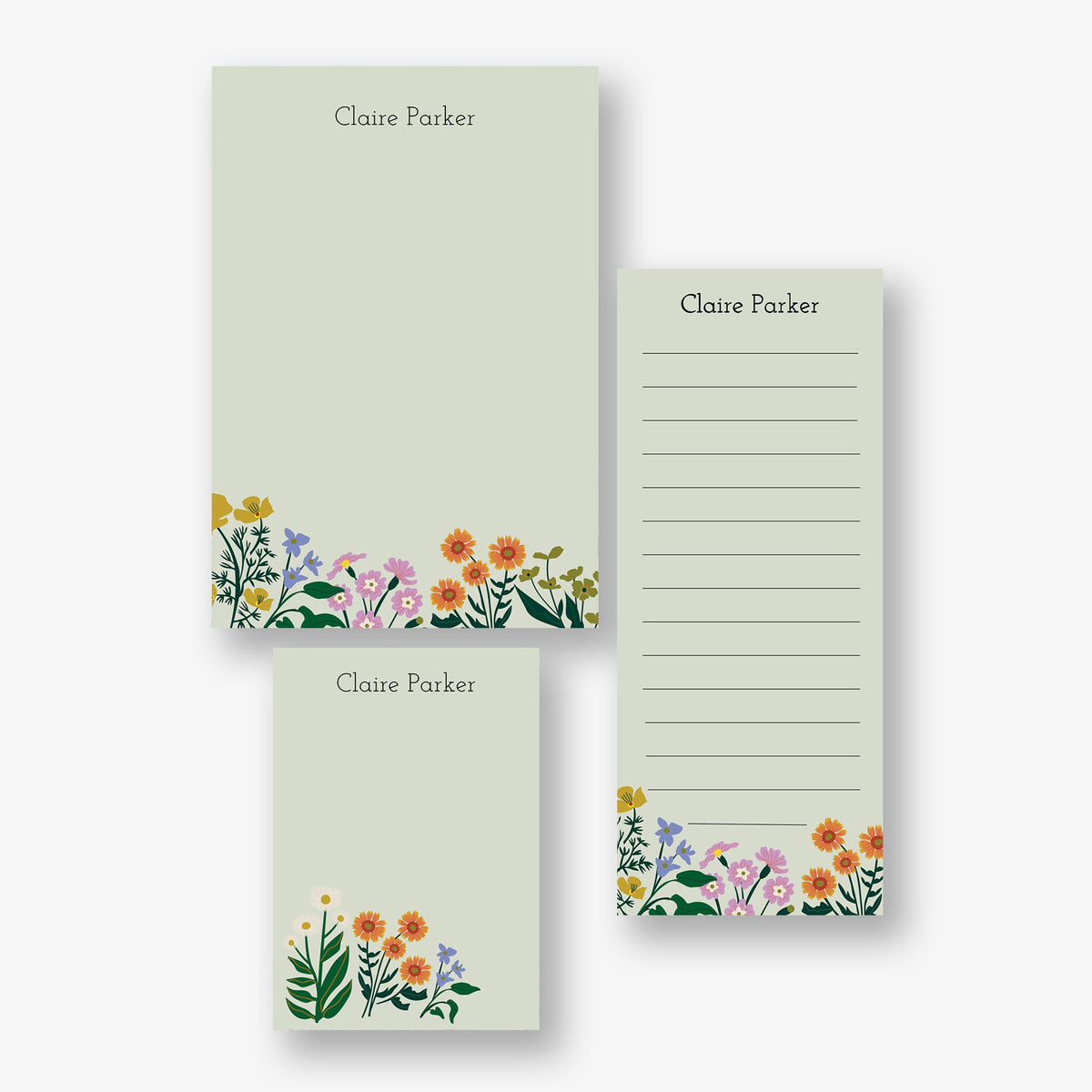 Wildflower Field Mixed Personalized Notepad Set | Paper Source