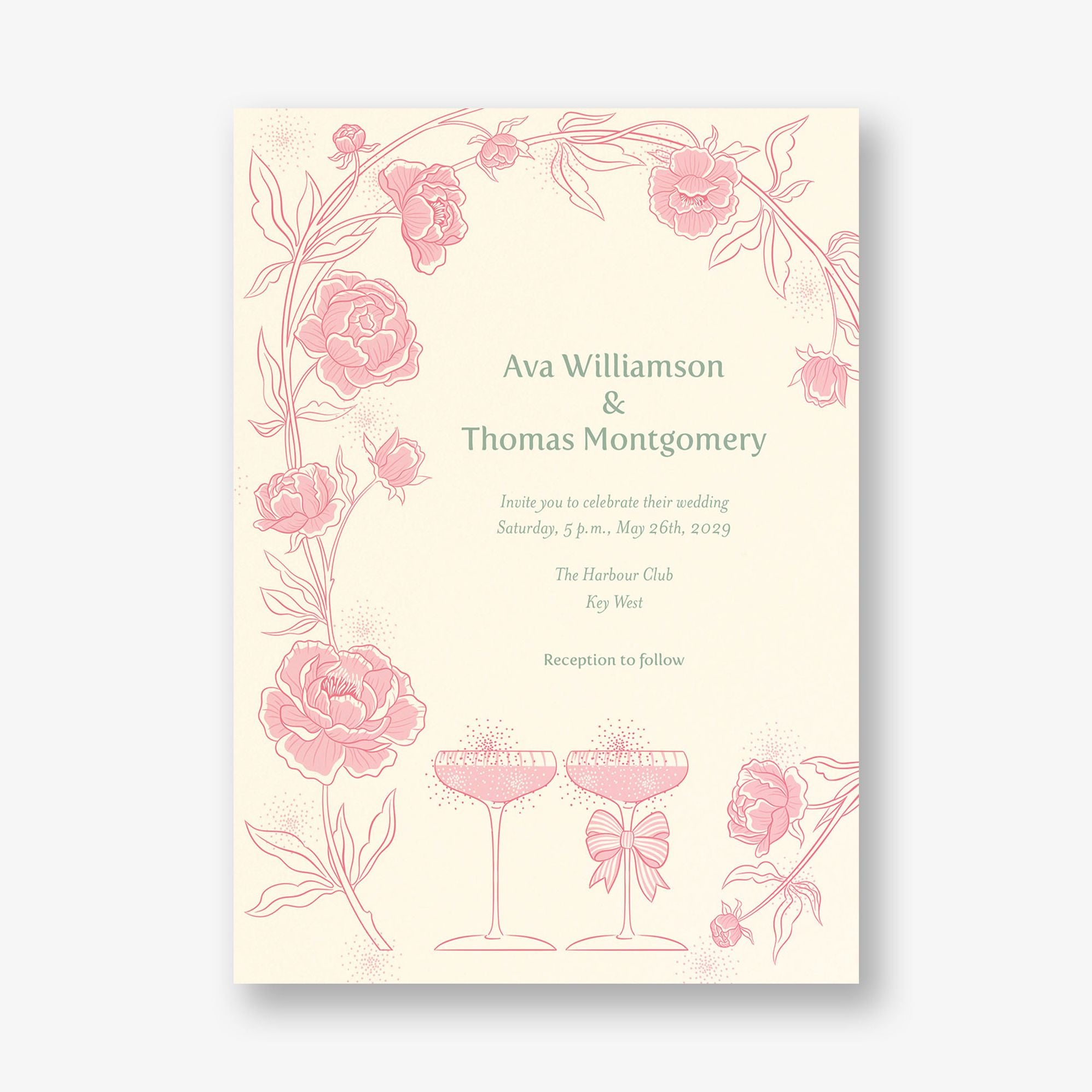 Champagne Glasses Wedding Invitation
