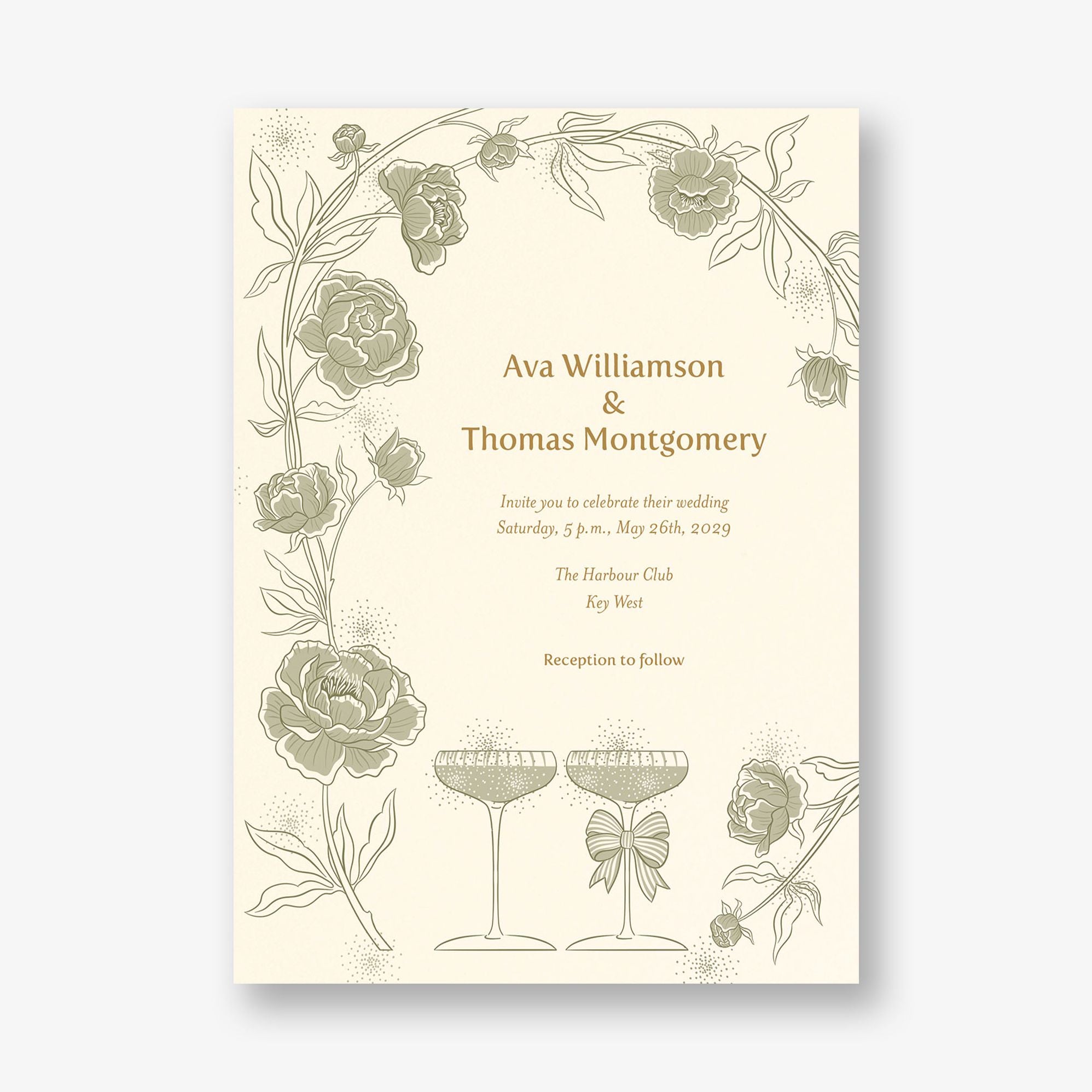 Champagne Glasses Wedding Invitation