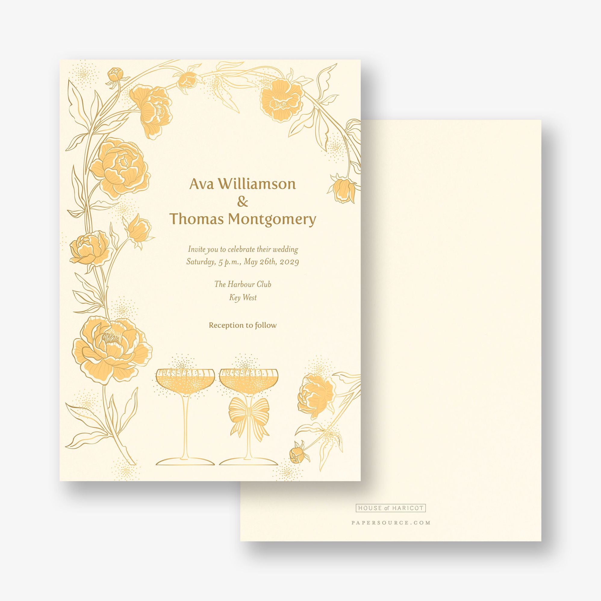 Champagne Glasses Foil Wedding Invitation