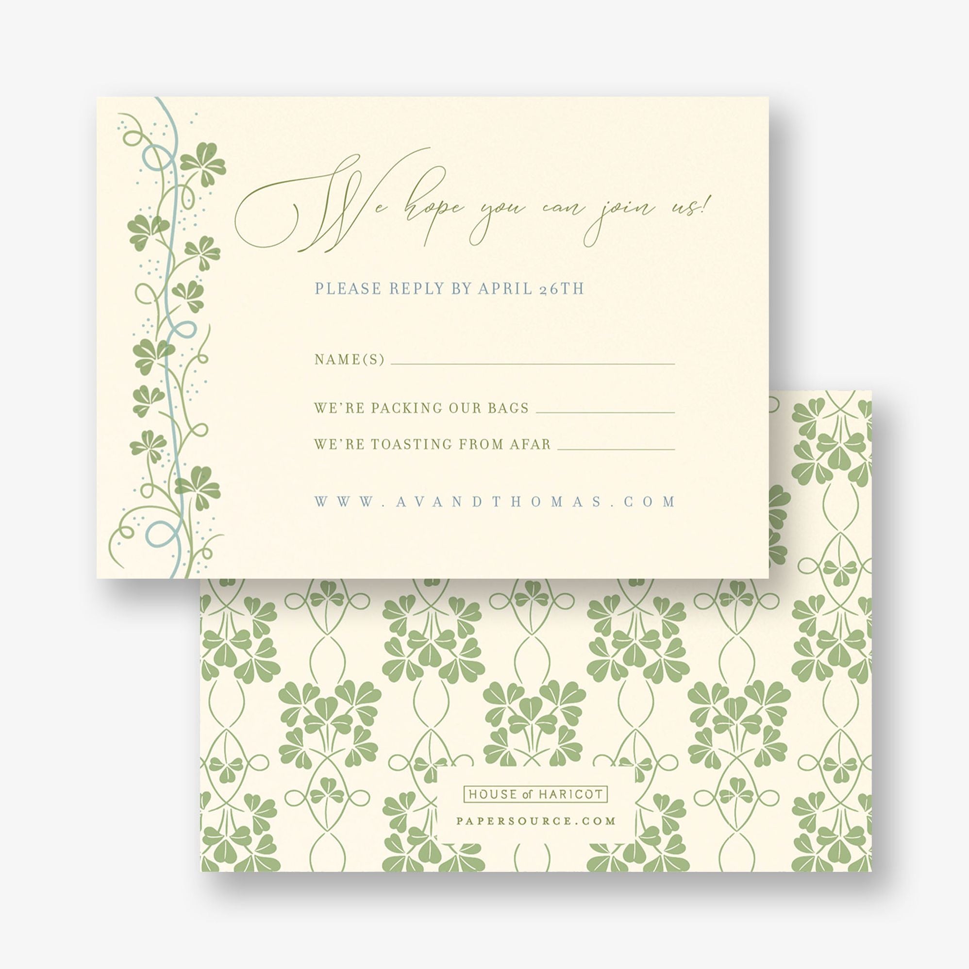 Lucky Clovers Response Card