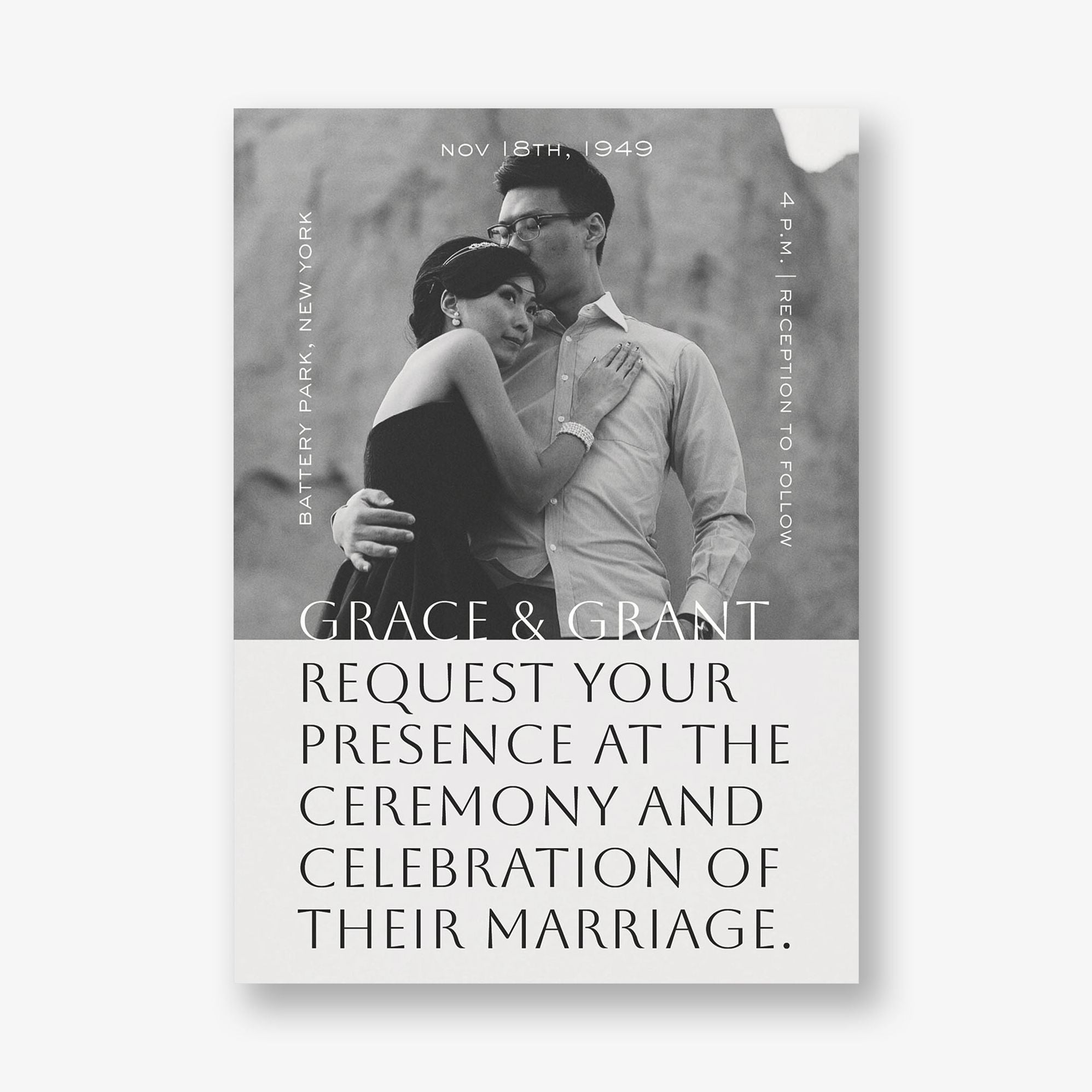 Cinematic Portrait Photo Wedding Invitation