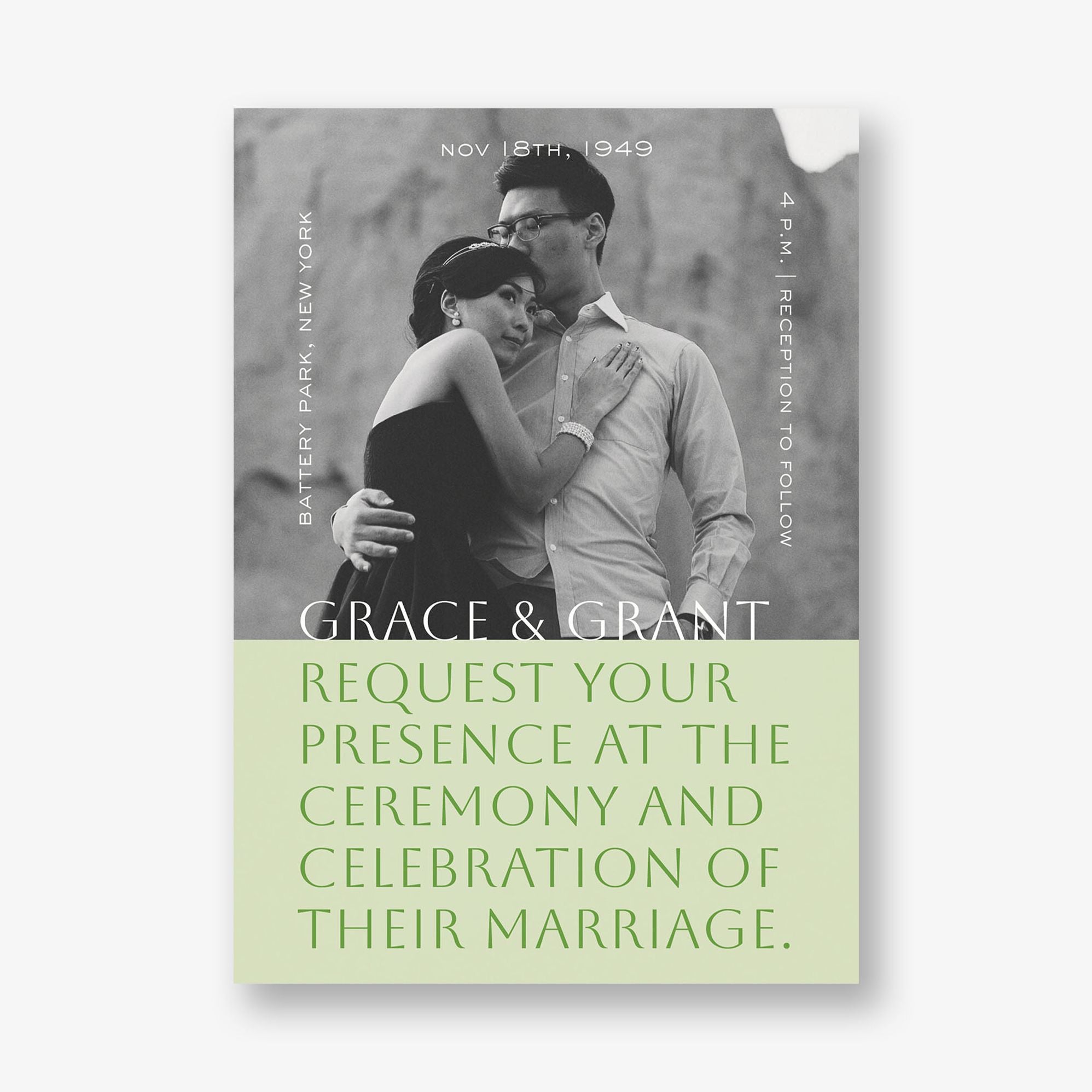 Cinematic Portrait Photo Wedding Invitation