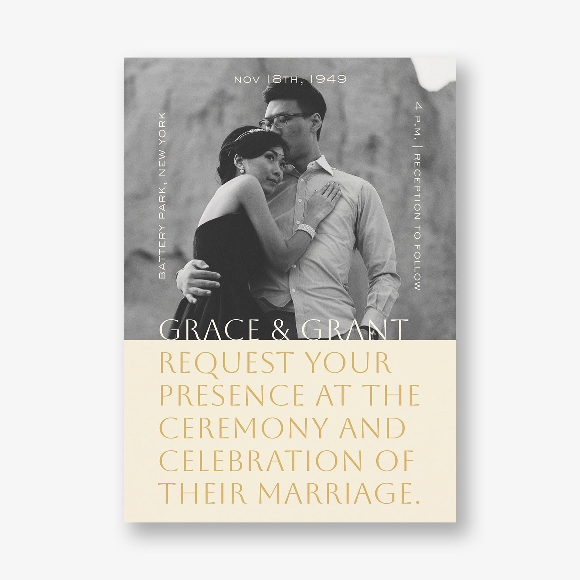 Cinematic Portrait Photo Wedding Invitation