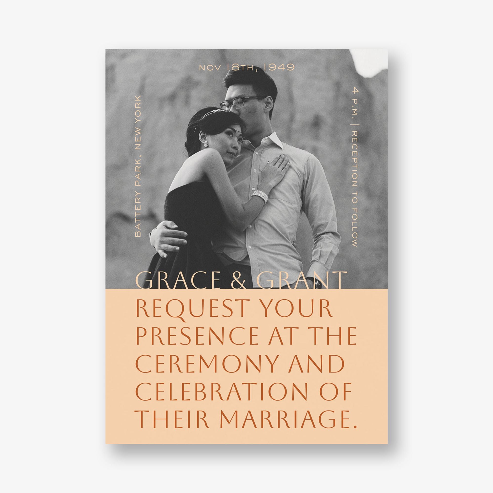 Cinematic Portrait Photo Wedding Invitation