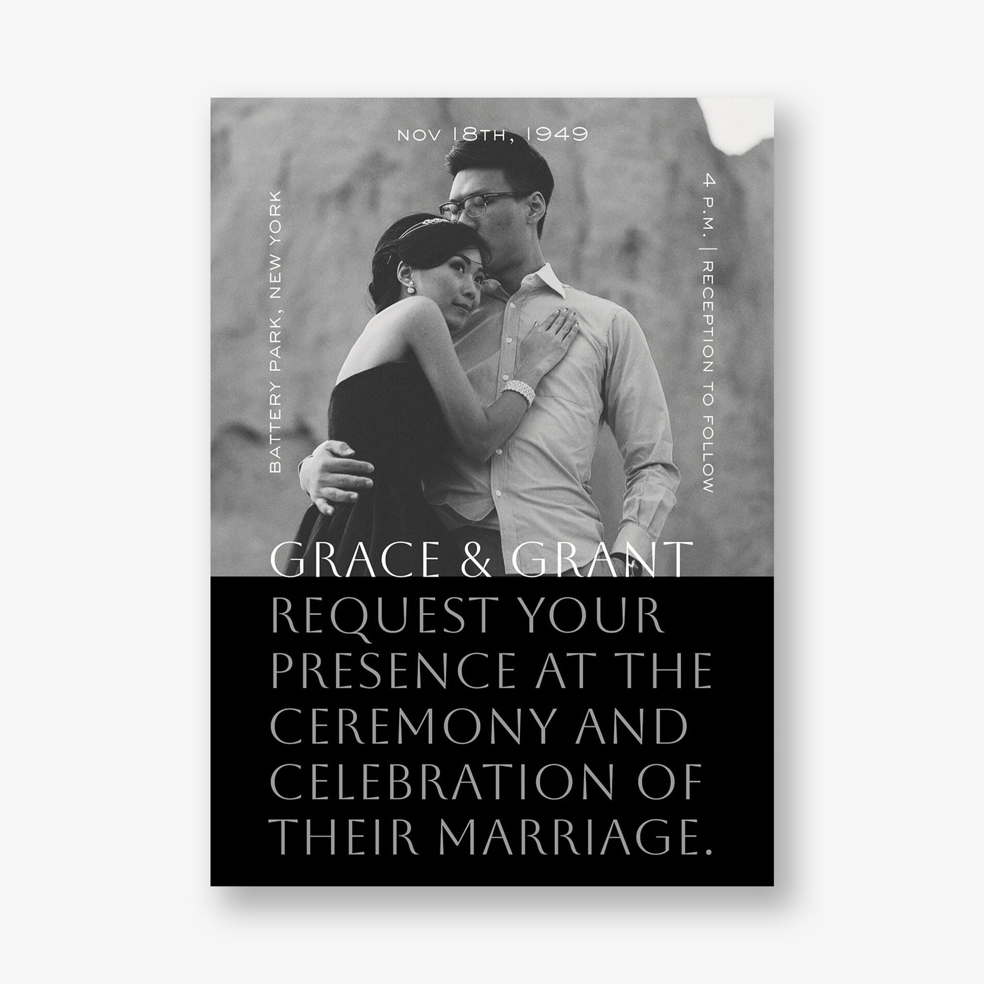 Cinematic Portrait Photo Wedding Invitation