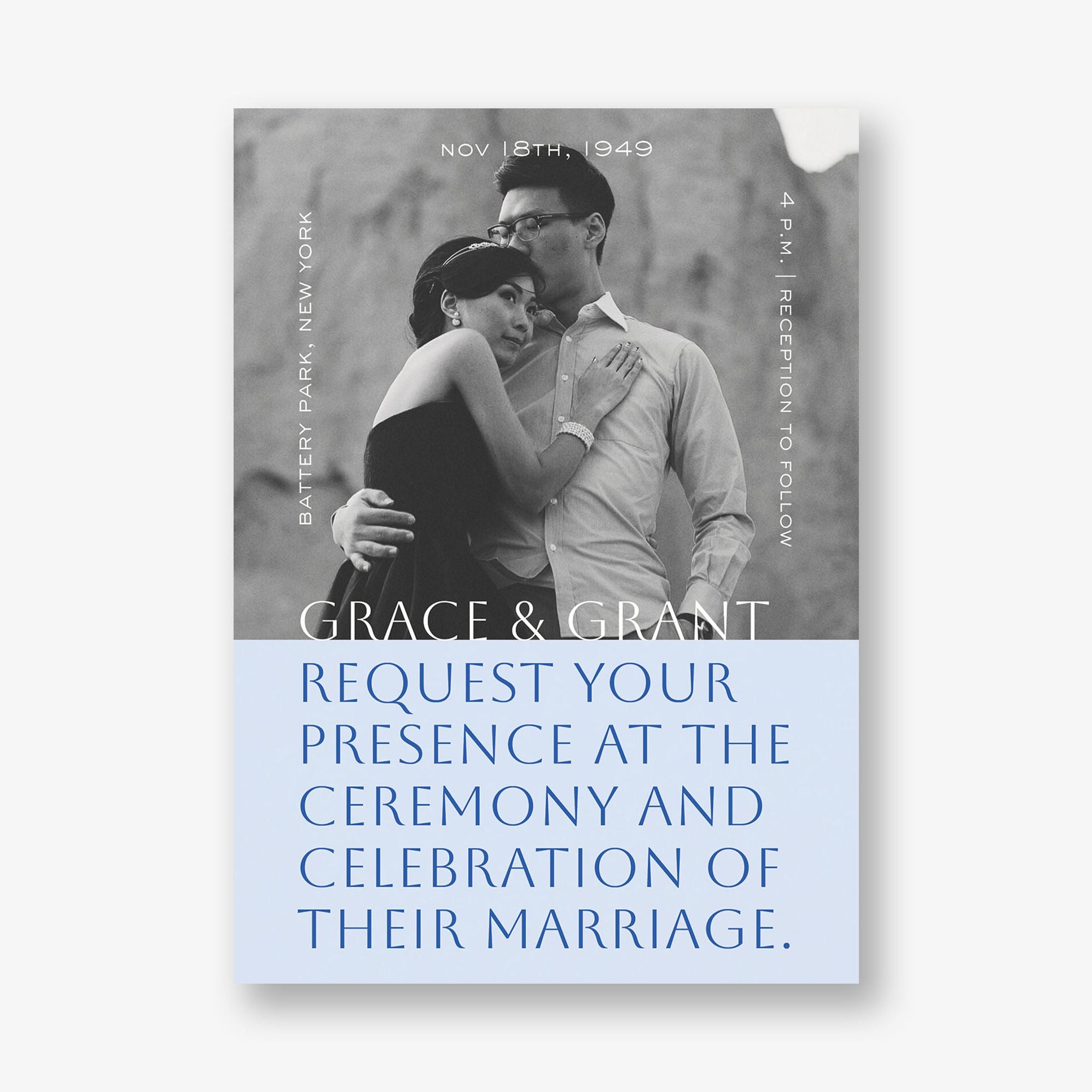 Cinematic Portrait Photo Wedding Invitation