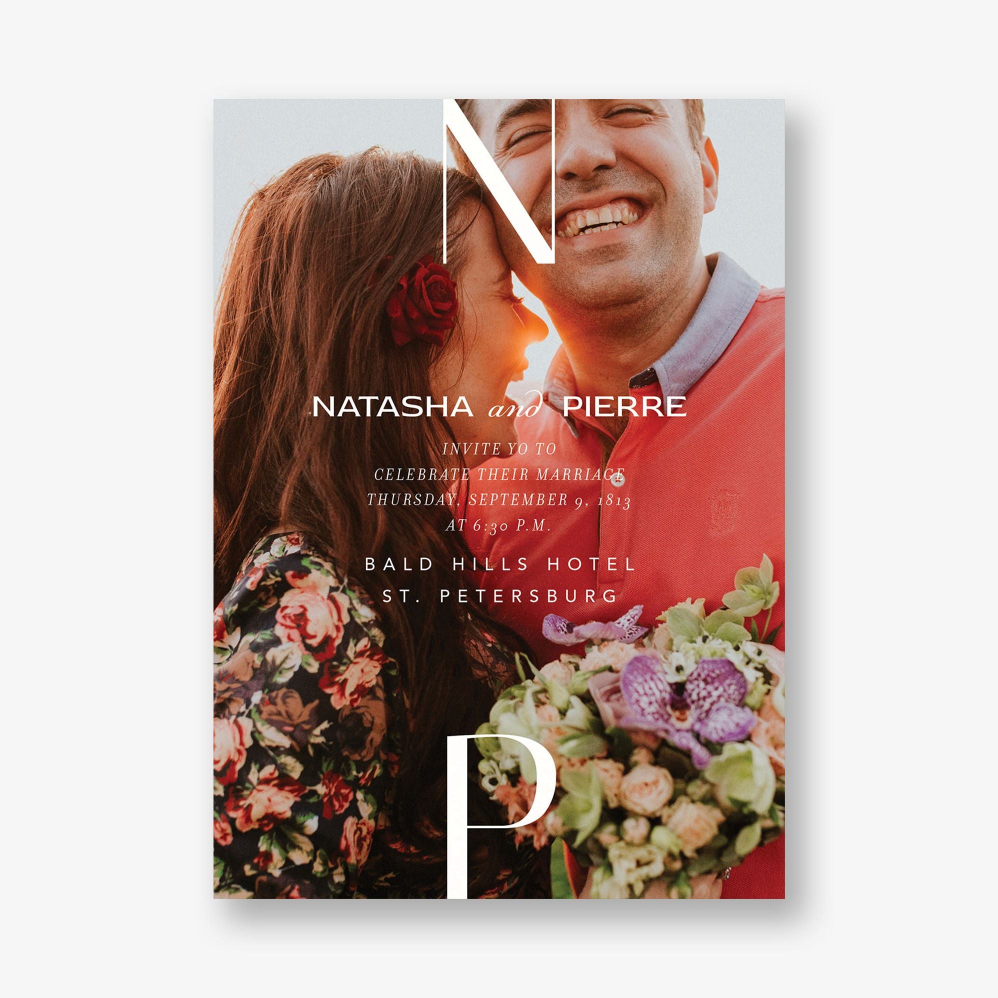 Editorial Initials Photo Wedding Invitation
