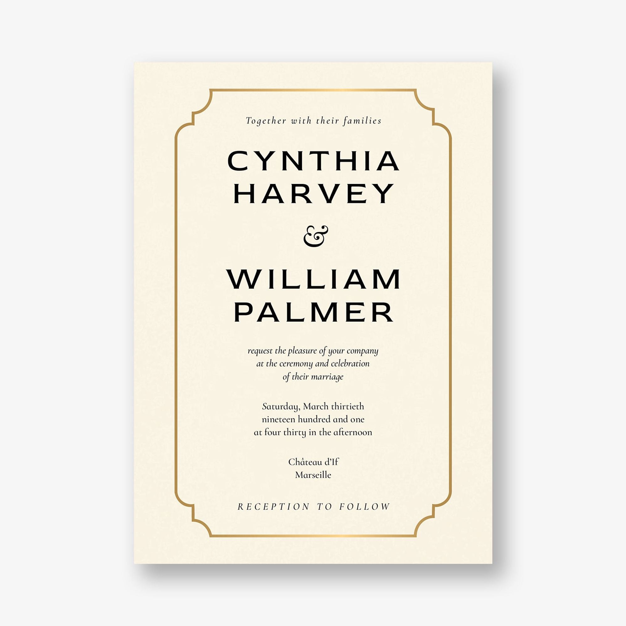 Traditional Border Foil Wedding Invitation