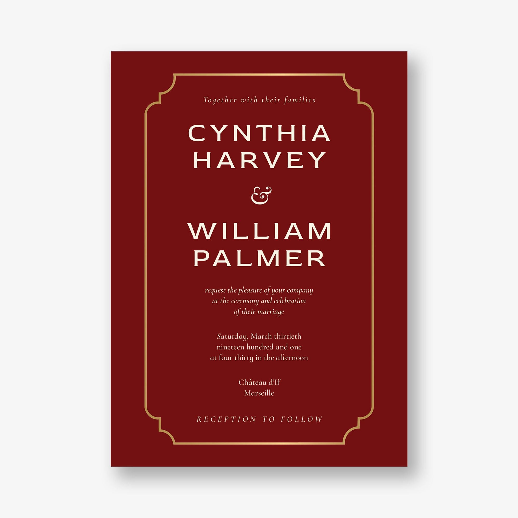 Traditional Border Foil Wedding Invitation