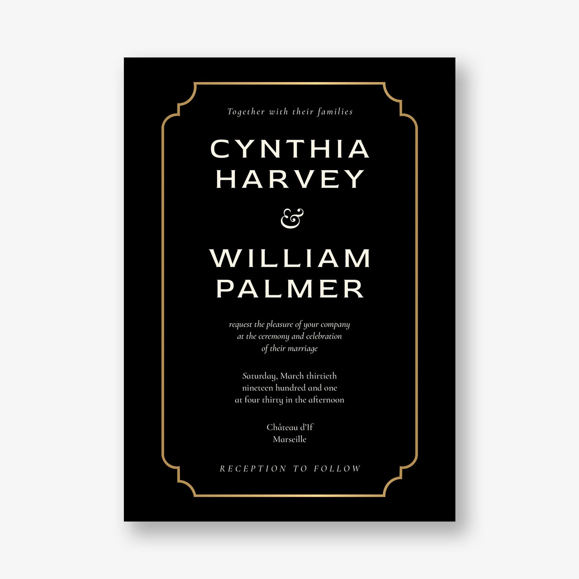 Traditional Border Foil Wedding Invitation