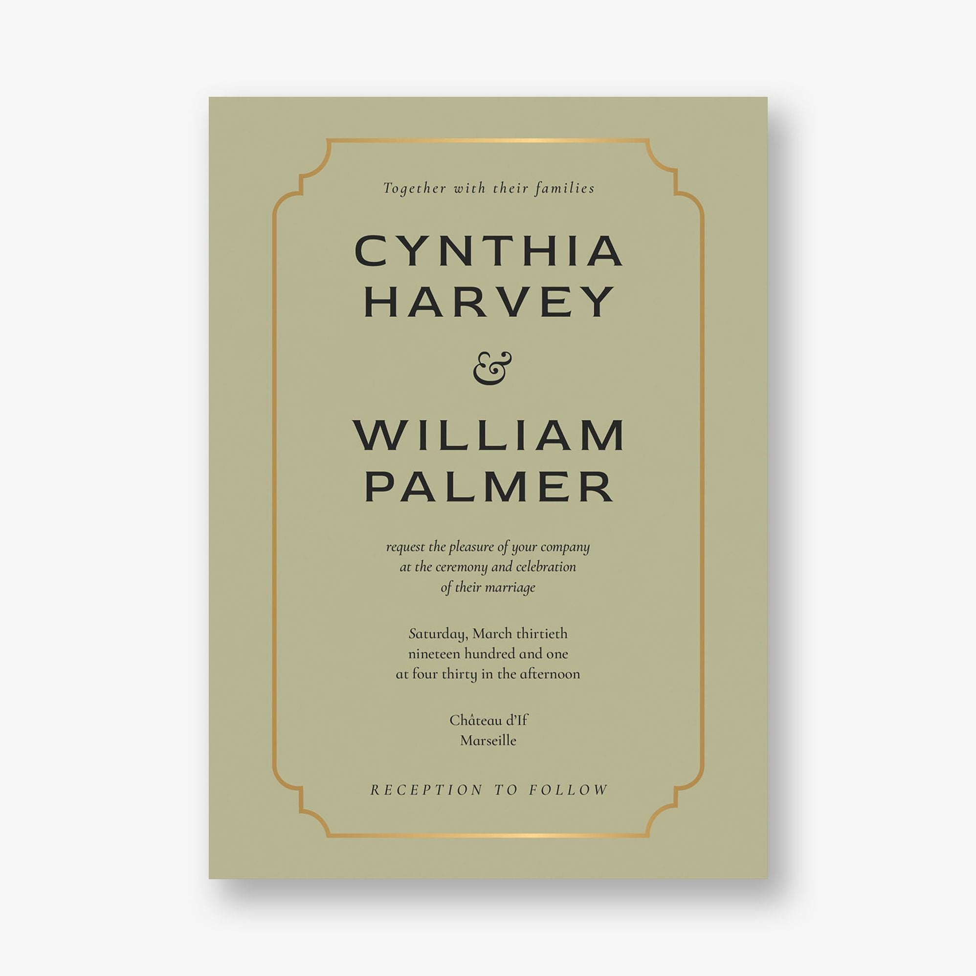 Traditional Border Foil Wedding Invitation