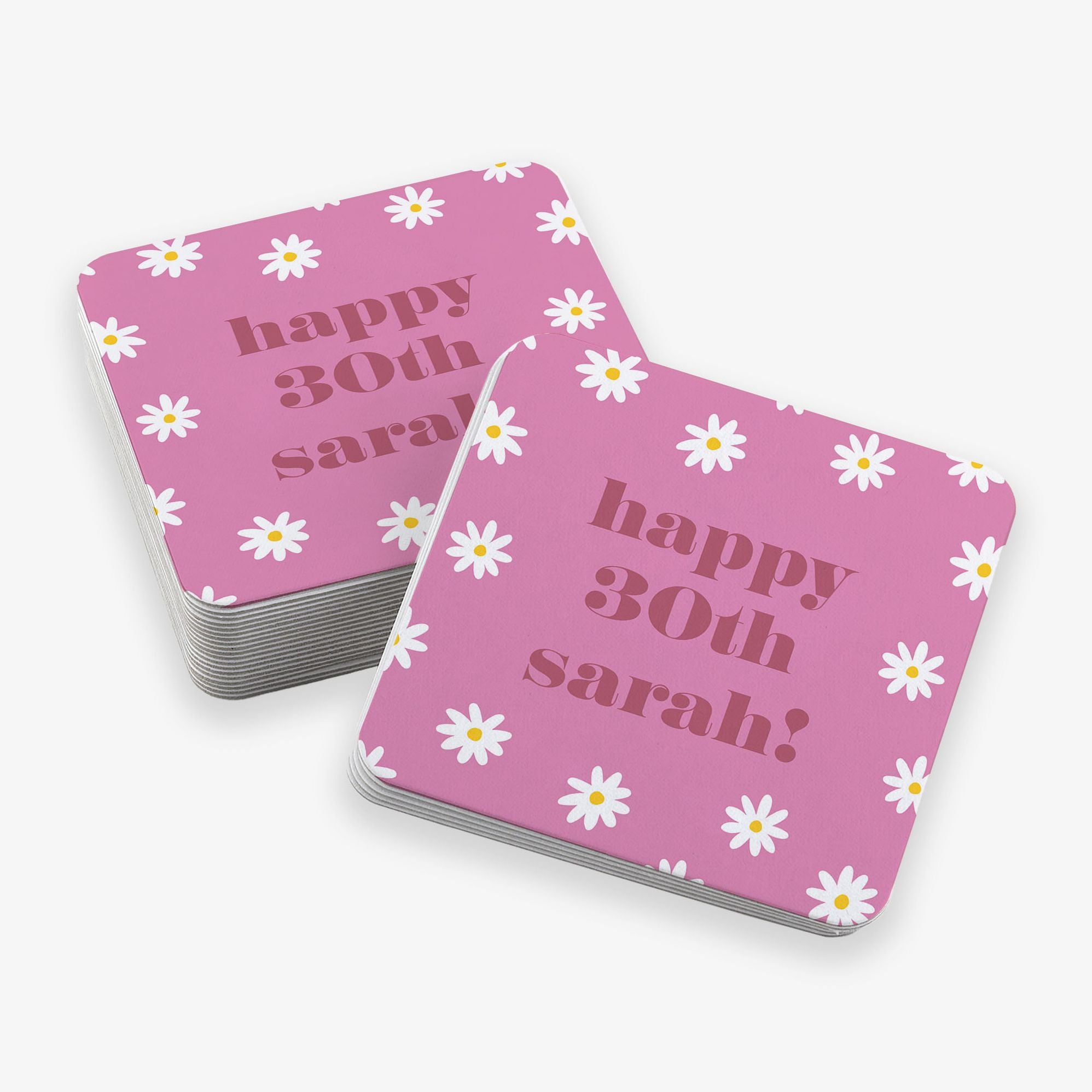 Retro Daisy Square Custom Coasters