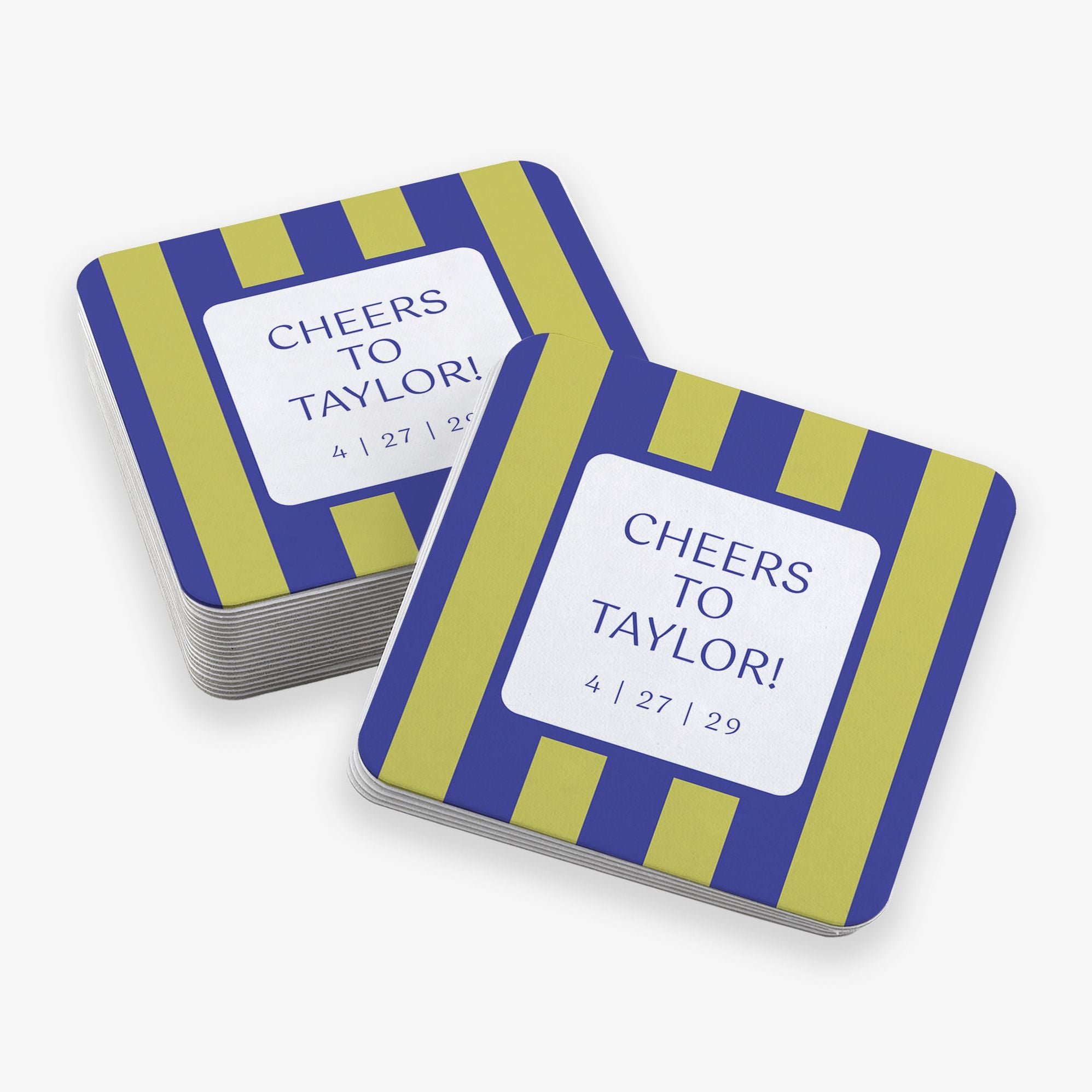 Colorblock Stripes Square Custom Coasters