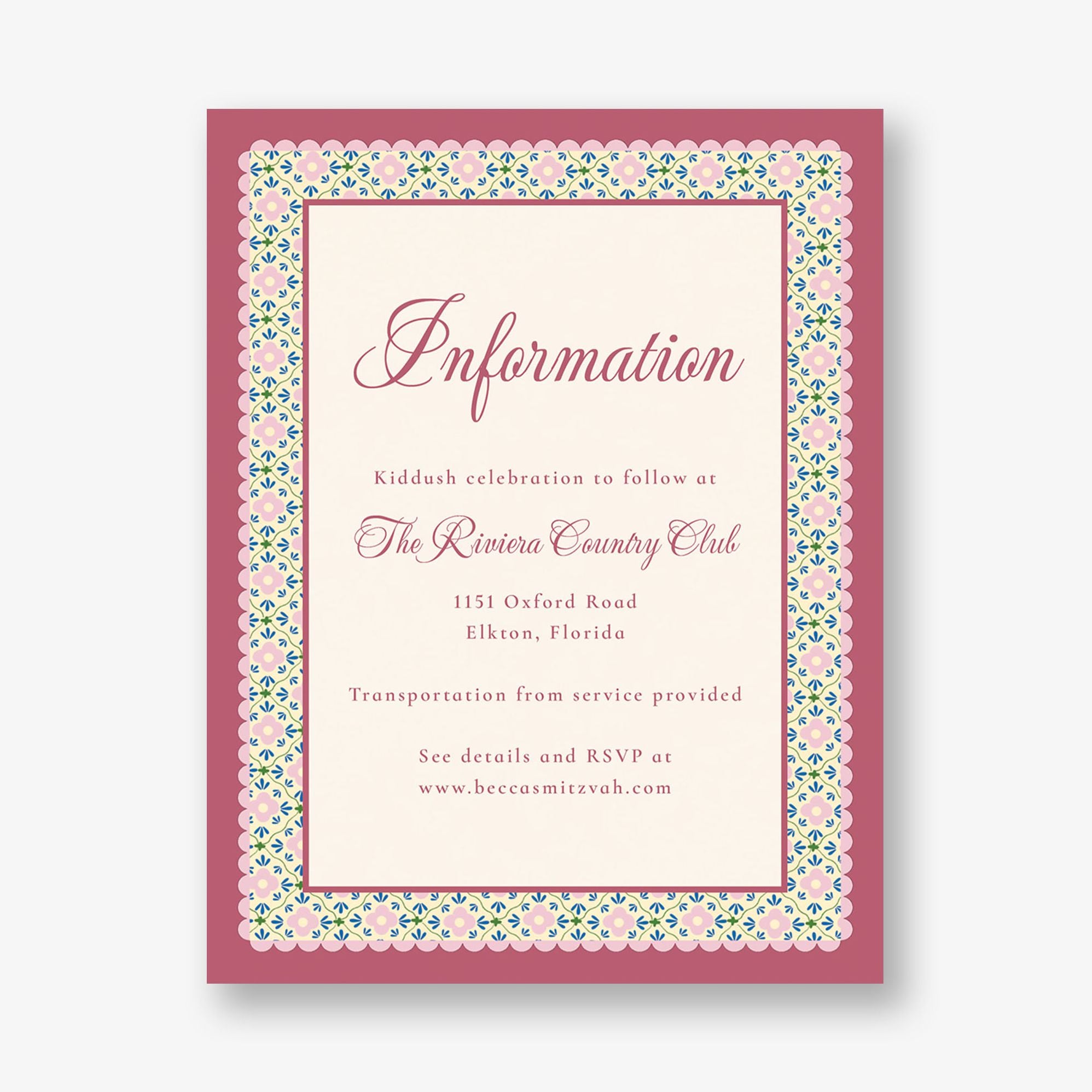 Scalloped Blossoms Bat Mitzvah Information