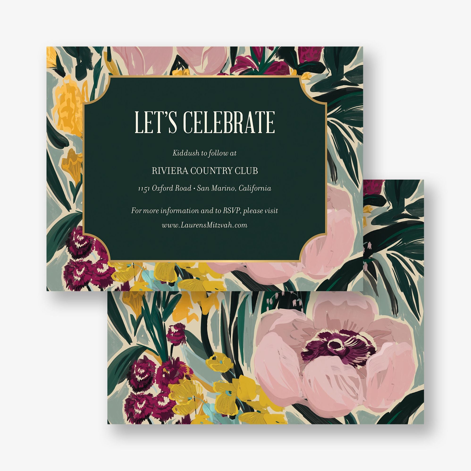Moody Florals Foil Bat Mitzvah Information
