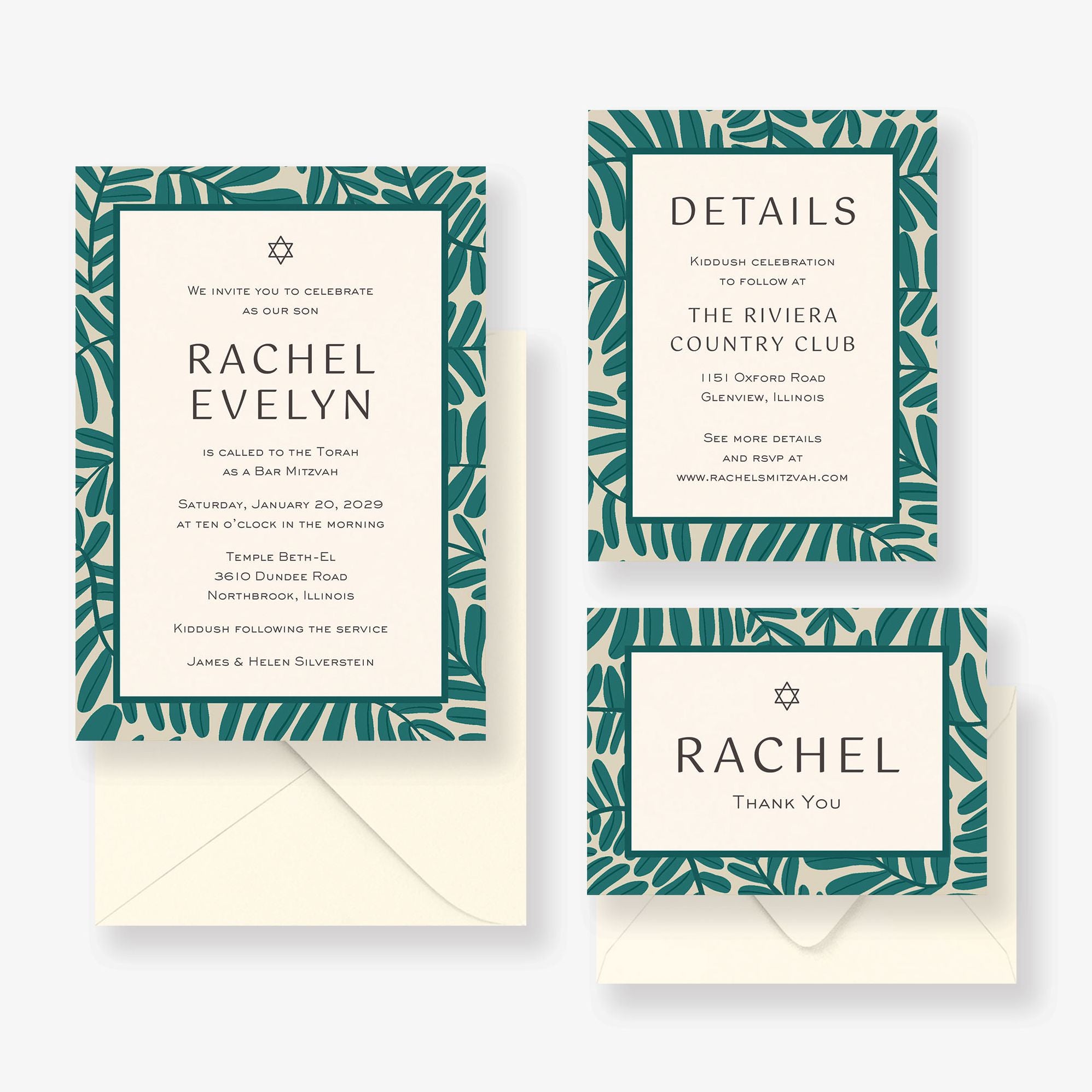 Olive Branch Bat Mitzvah Invitation