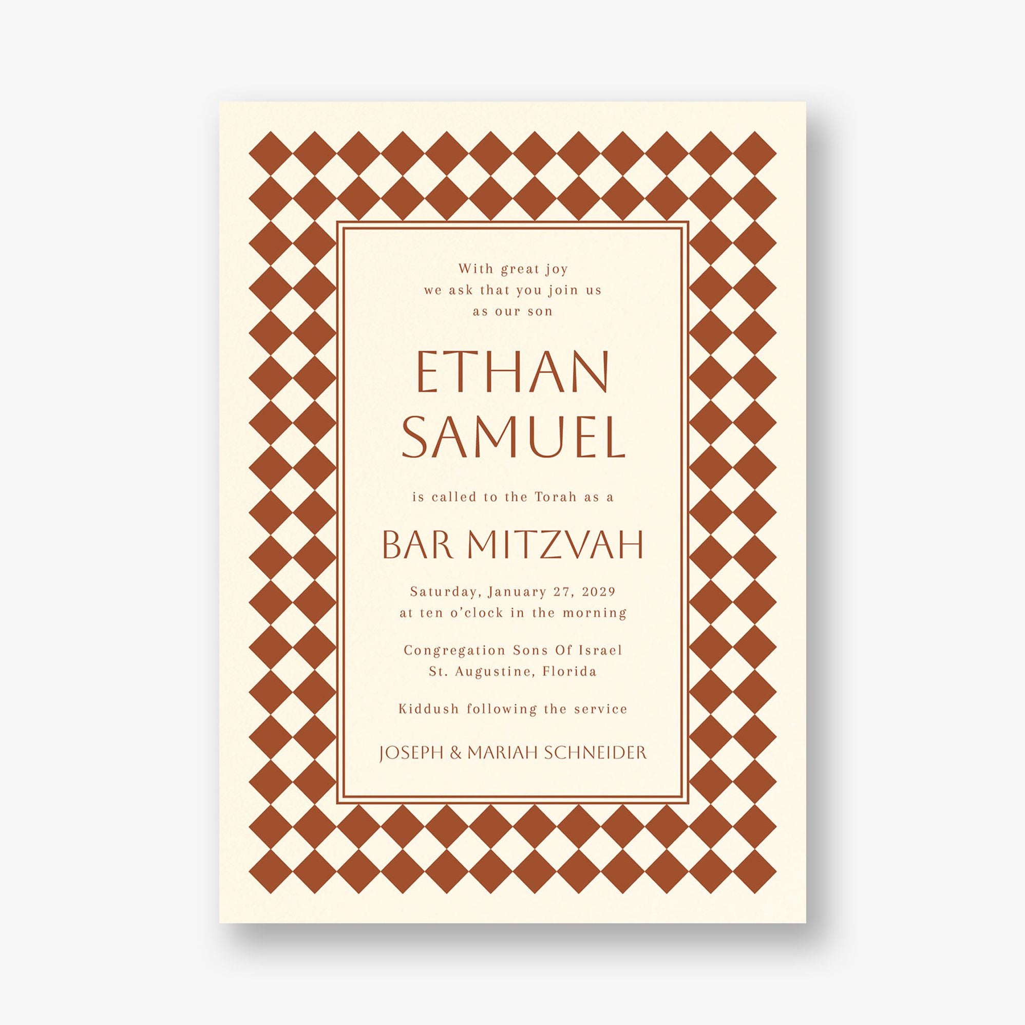 Sophisticated Checker Bar Mitzvah Invitation