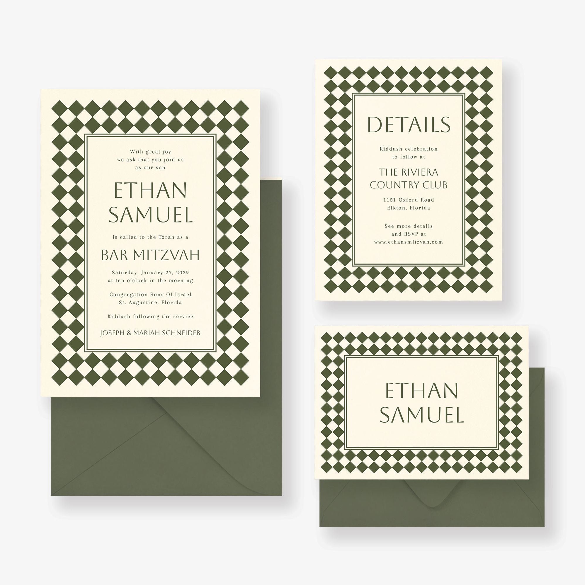 Sophisticated Checker Bar Mitzvah Invitation