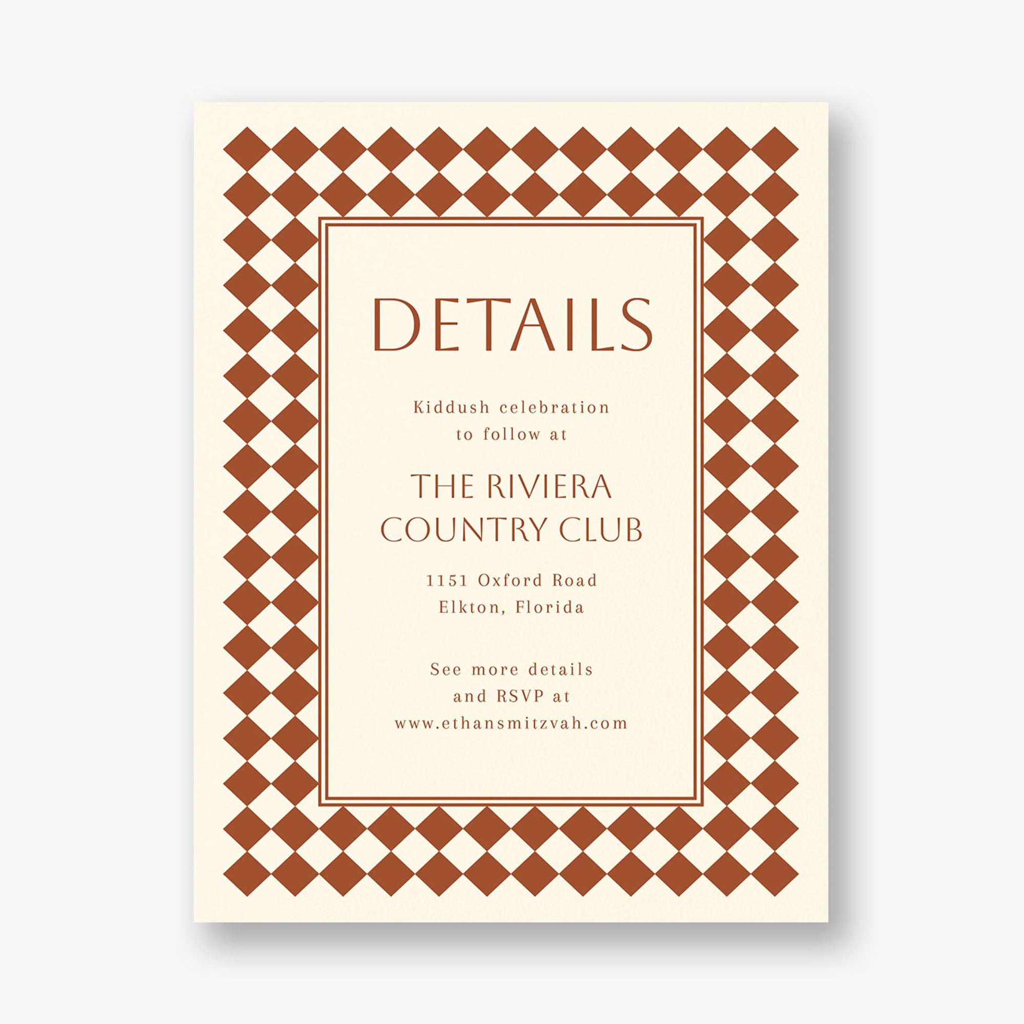 Sophisticated Checker Bar Mitzvah Information