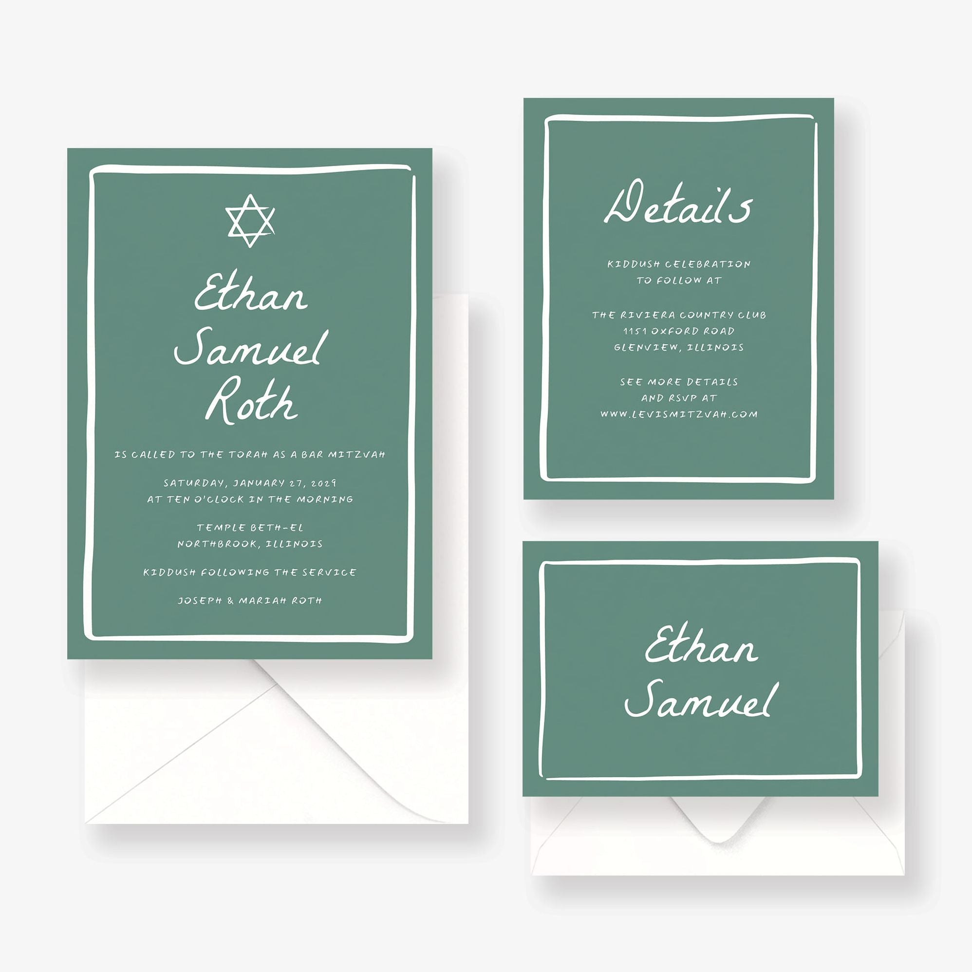 Hand Drawn Border Bar Mitzvah Invitation