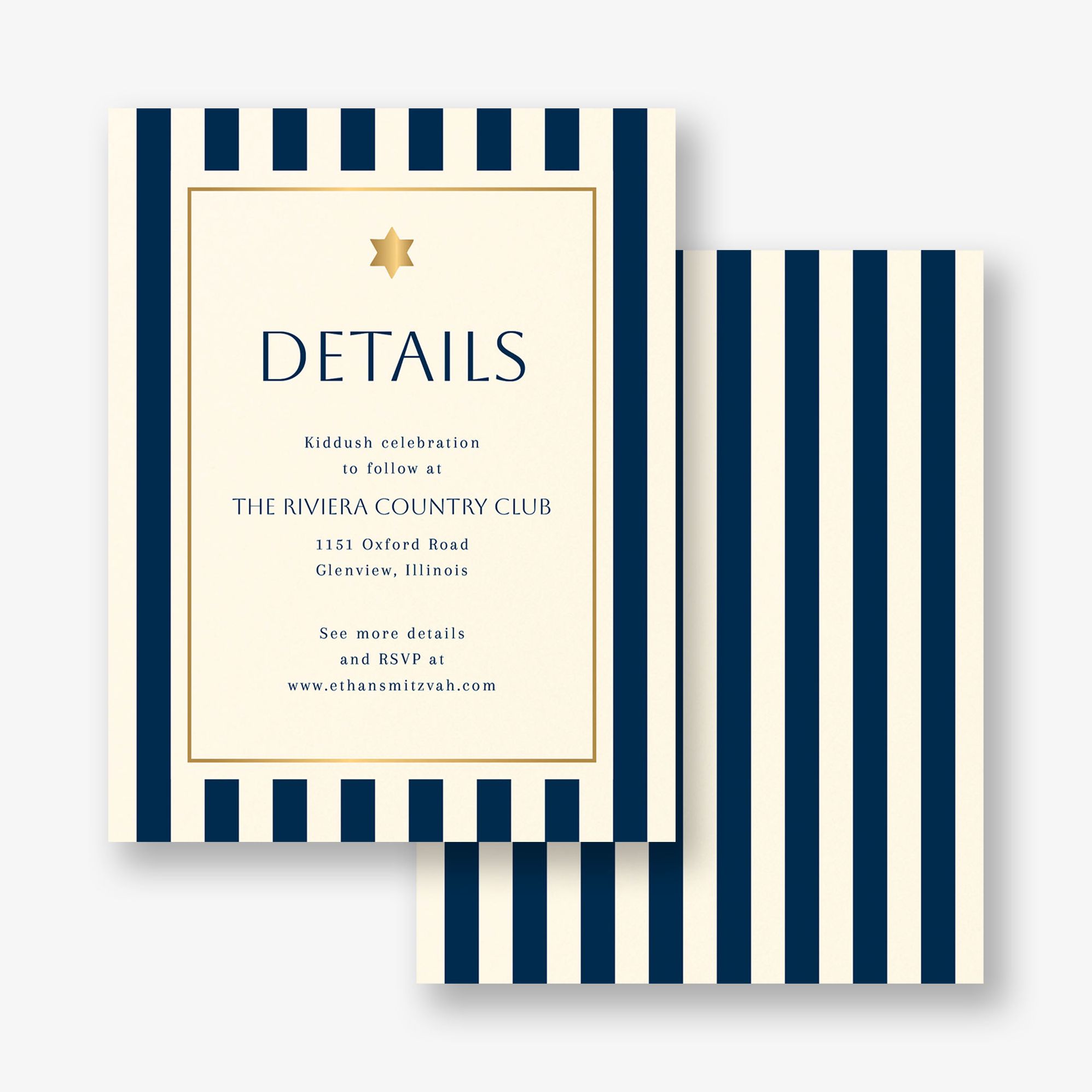 Sophisticated Stripe Foil Bar Mitzvah Information