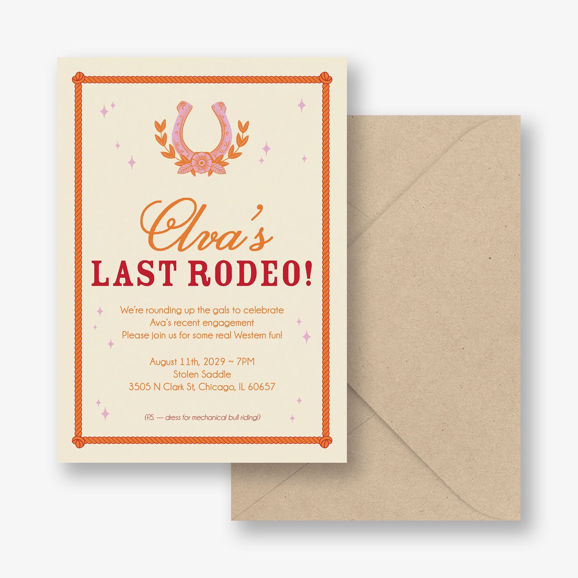 Last Rodeo Bachelorette Party Invitation